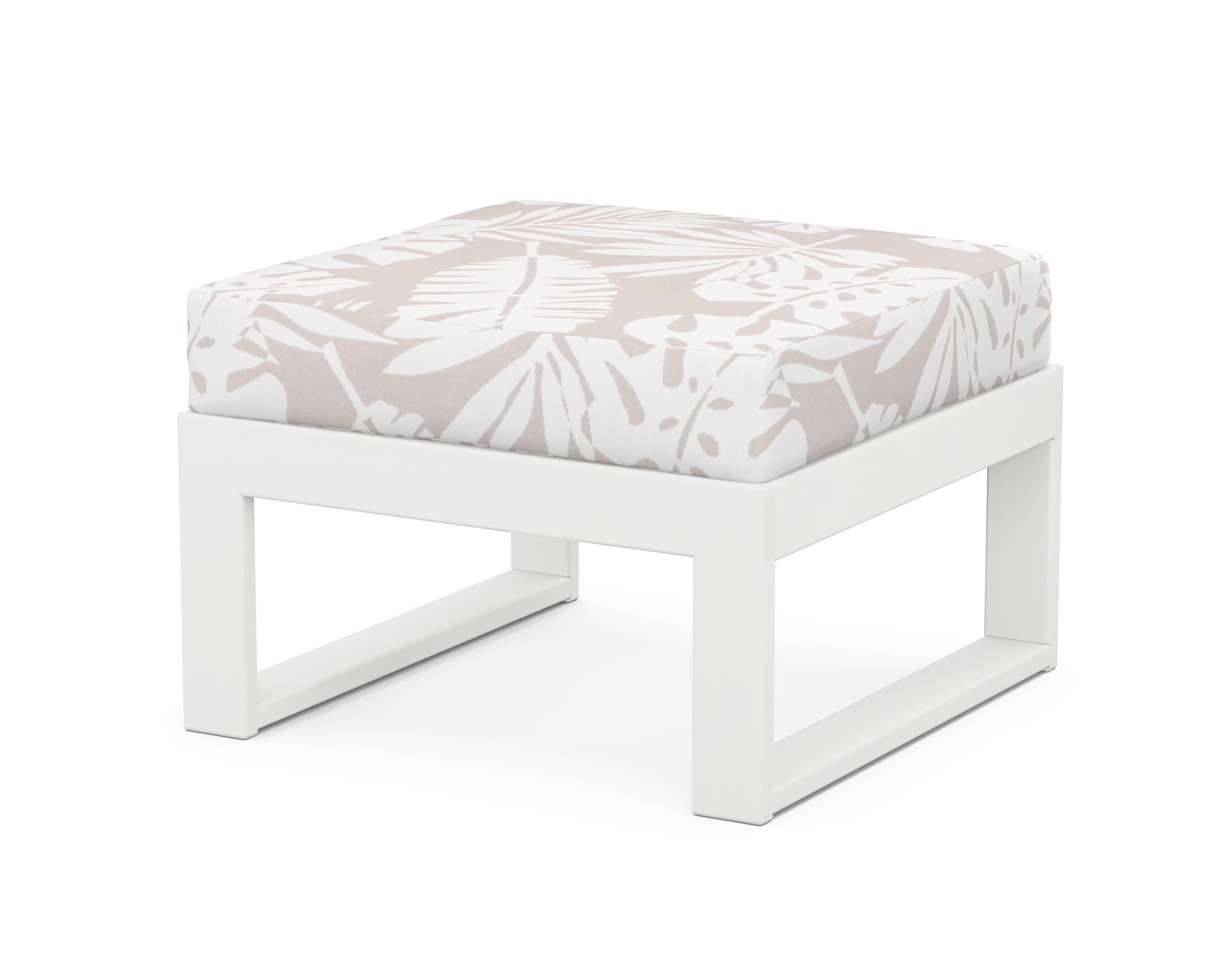 Modular Ottoman - Modern in White / Leaf Dune Burlap