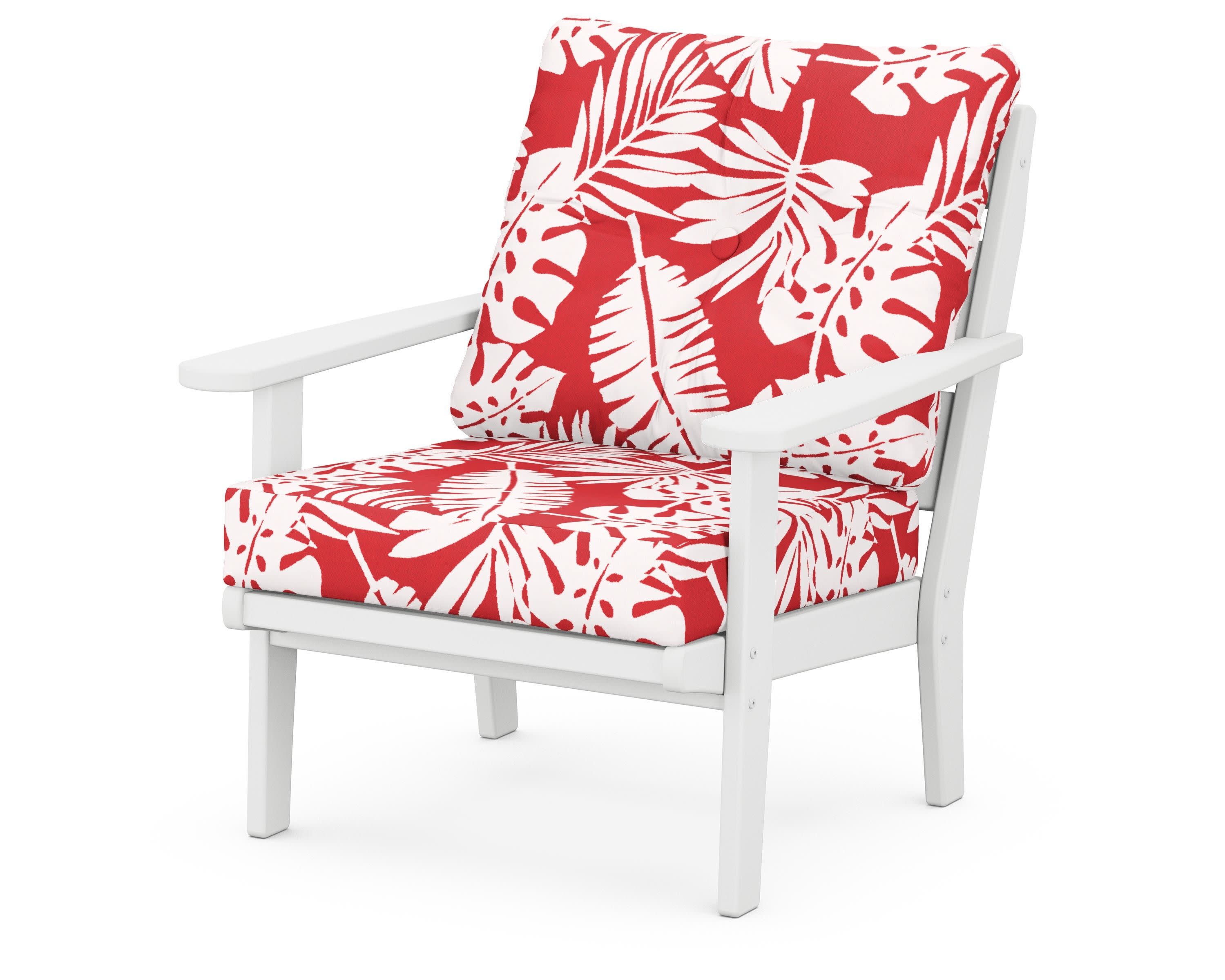 Lakeside Deep Seating Chair in White / Leaf Crimson
