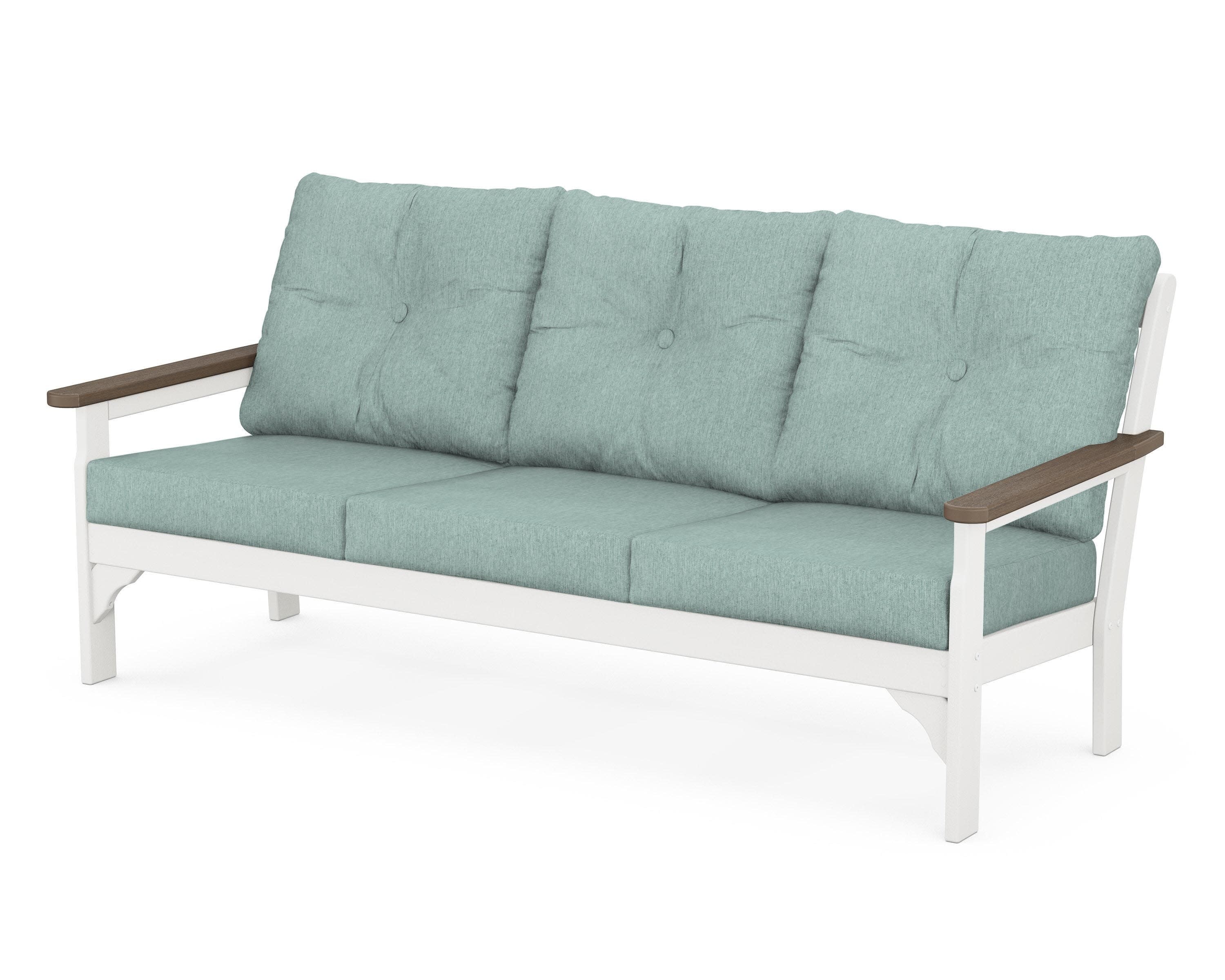 Vineyard Deep Seating Sofa in White / Kona / Glacier Spa