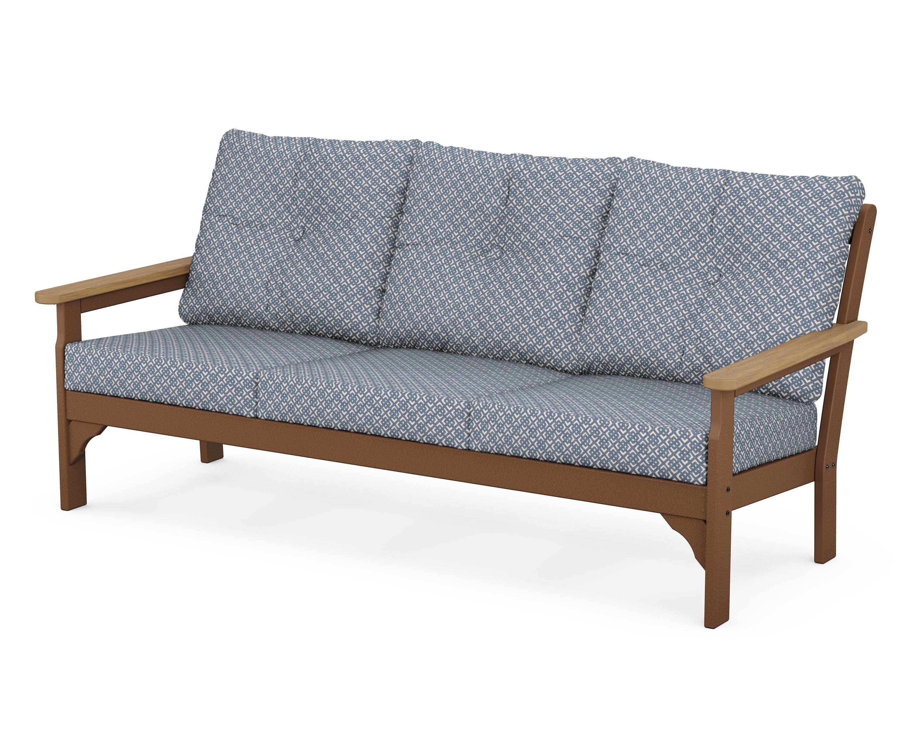 Vineyard Deep Seating Sofa in Teak / Natural / Hopscotch