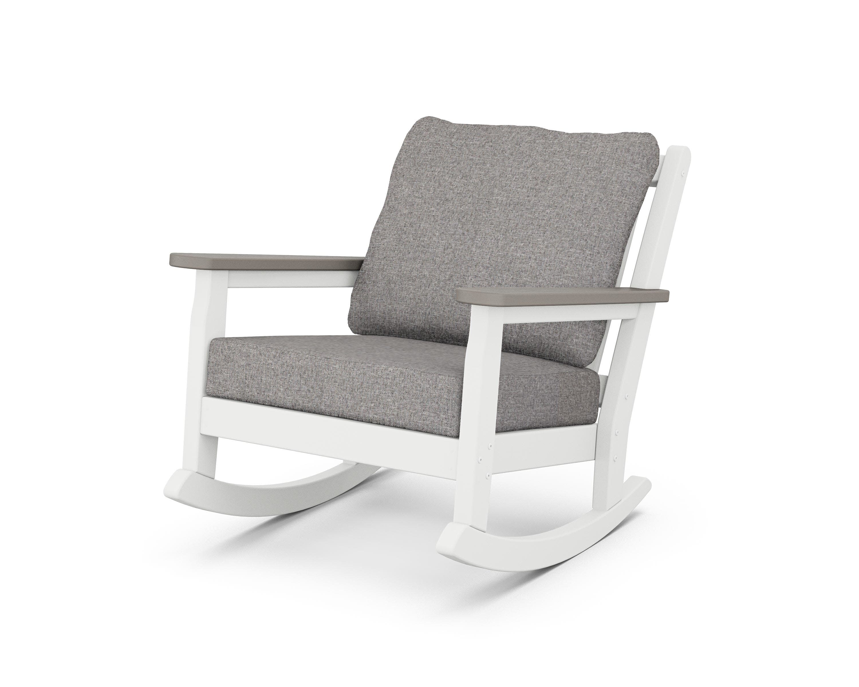 Chippendale Deep Seating Rocking Chair in White / Driftwood / Grey Mist