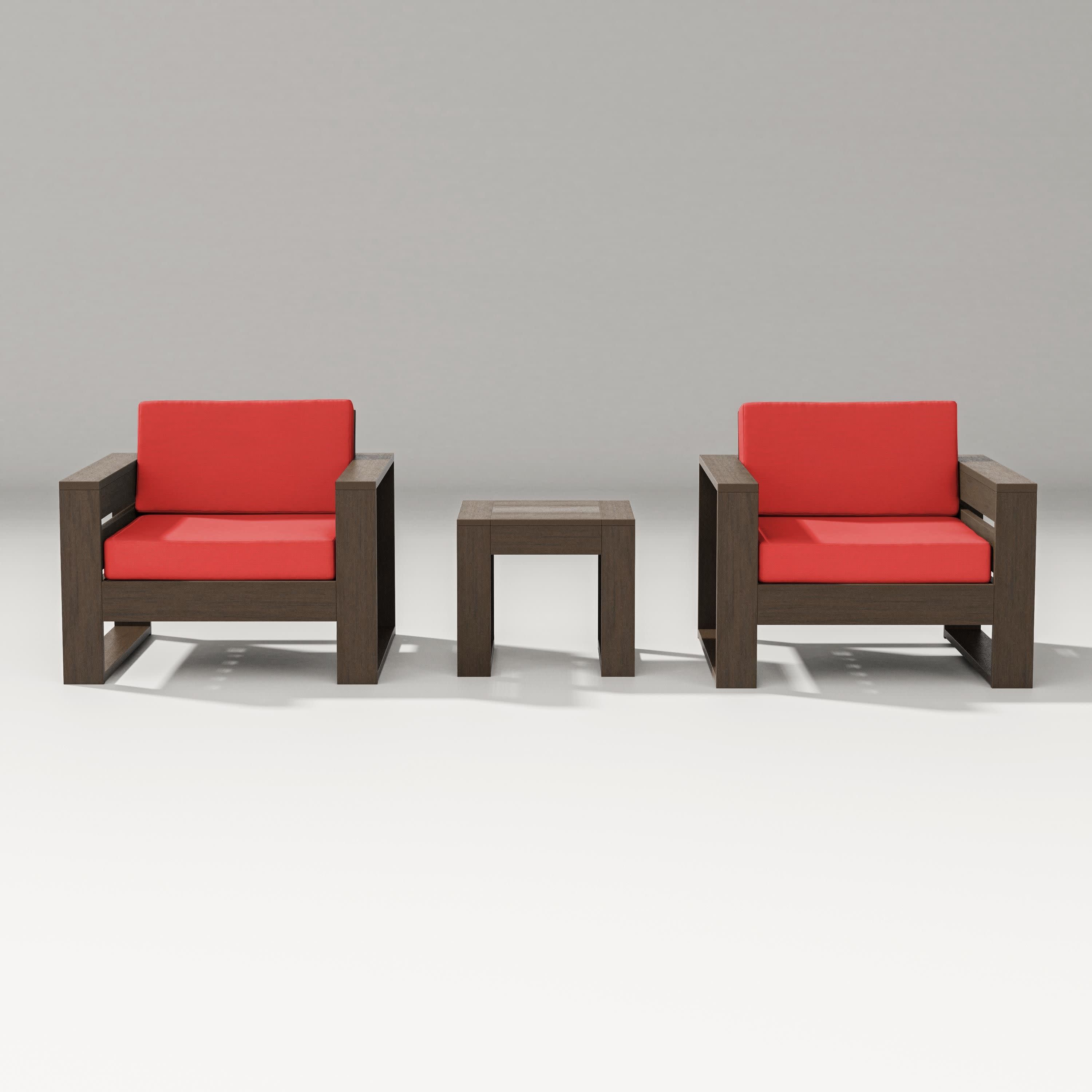 Latitude 3-Piece Lounge Chair Set in Kona / Crimson Linen