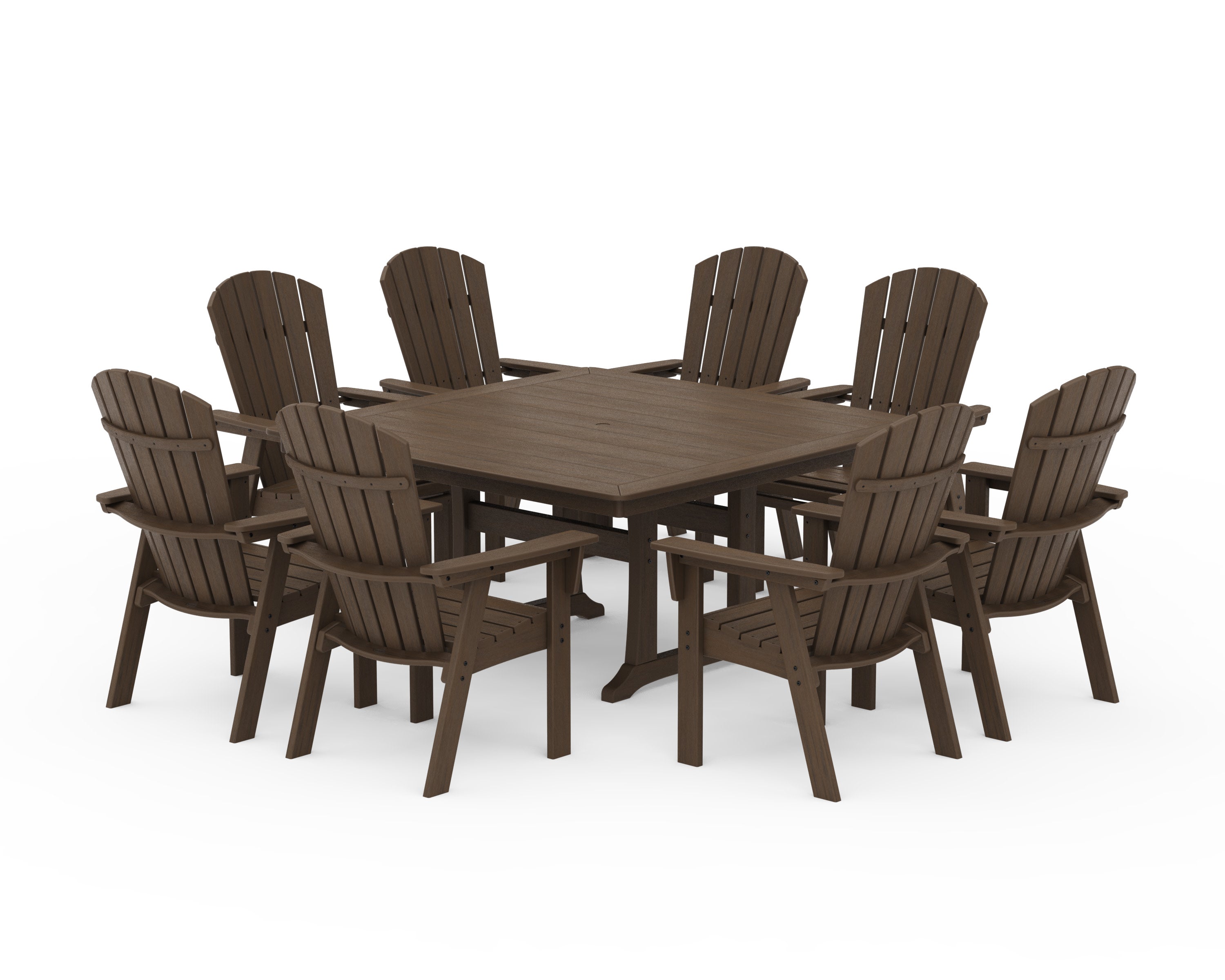 Nautical Adirondack 9-Piece Trestle Dining Set in Kona