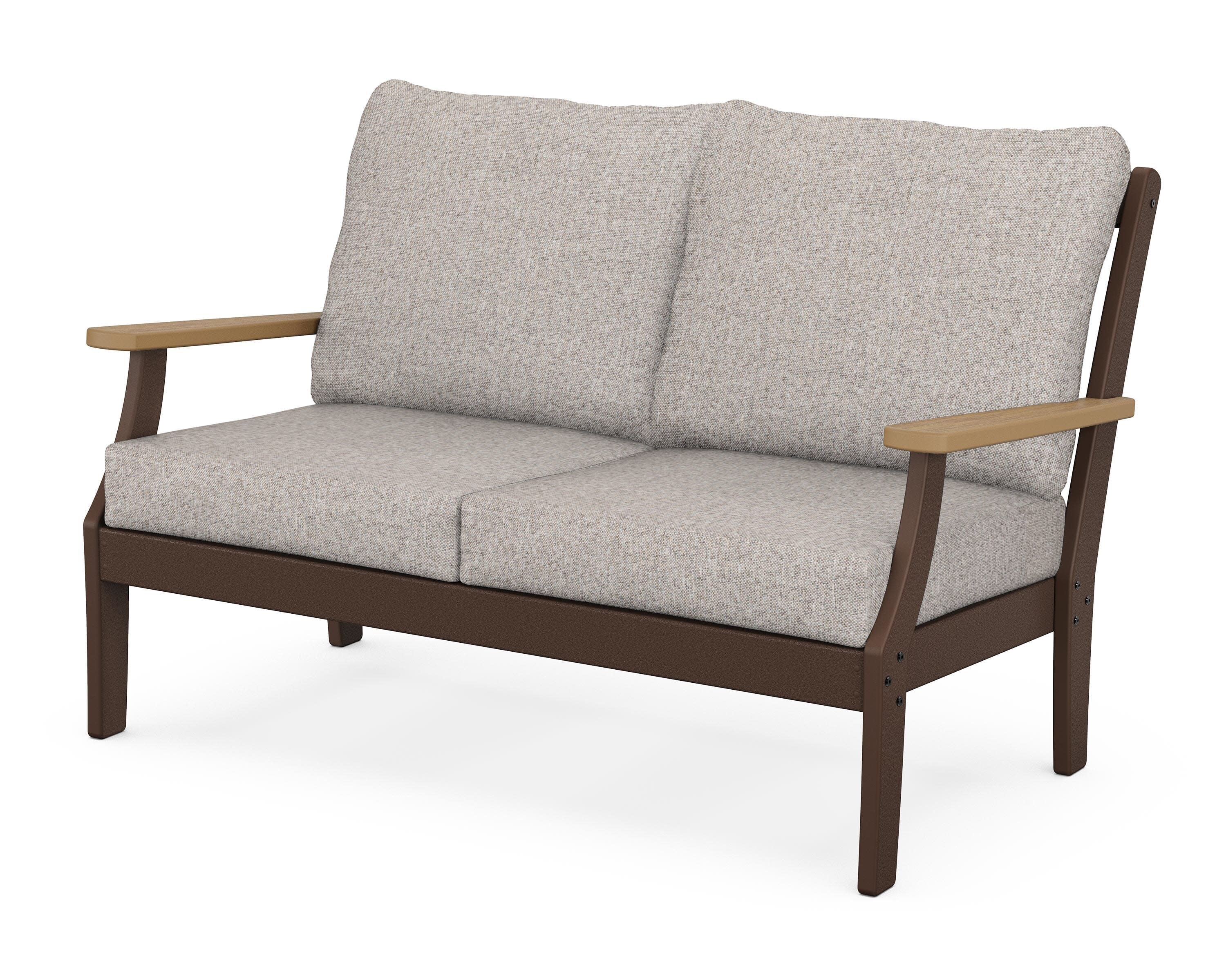 Braxton Deep Seating Loveseat in Mahogany / Natural / Weathered Tweed