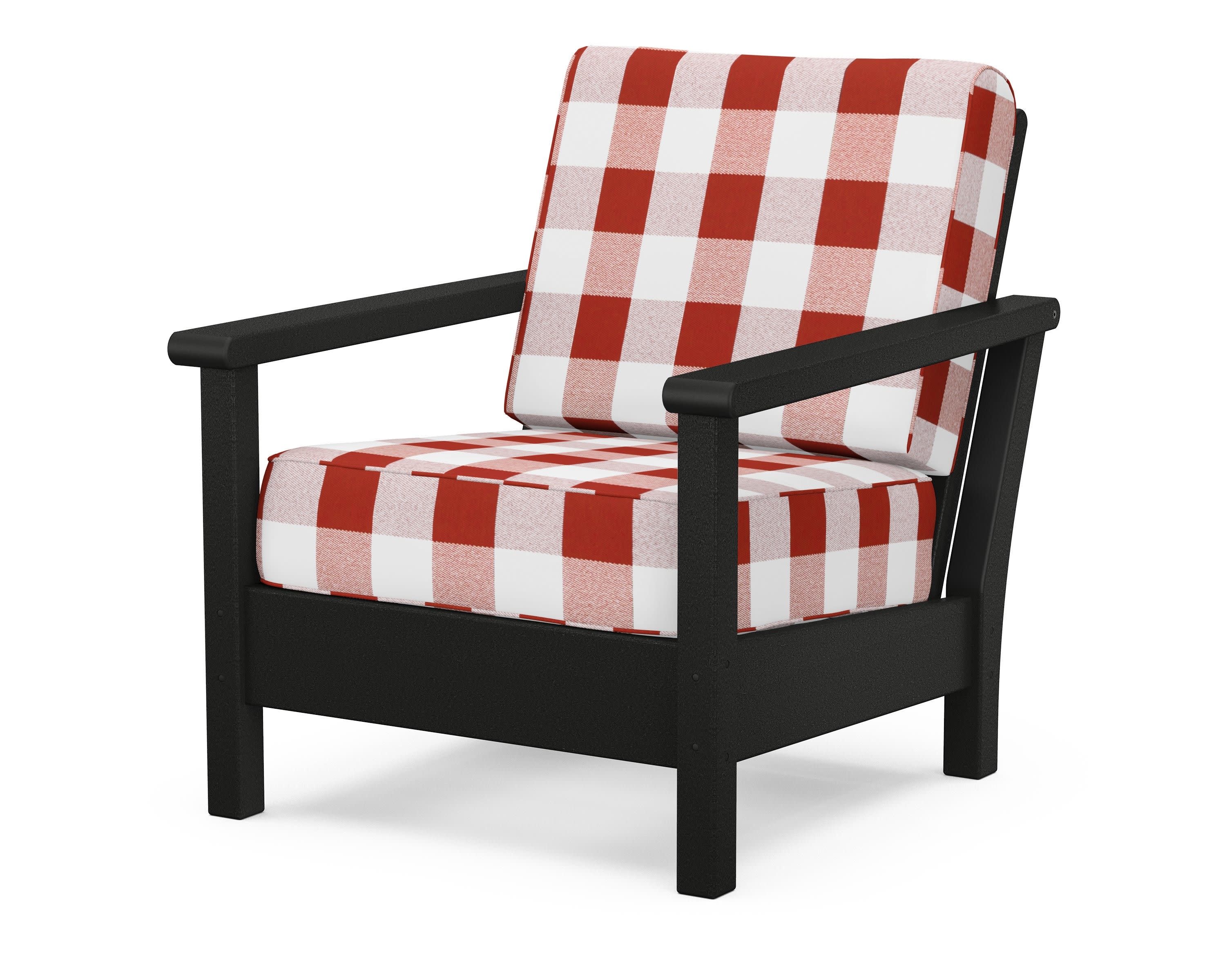 Harbour Deep Seating Chair in Black / Buffalo Plaid Crimson