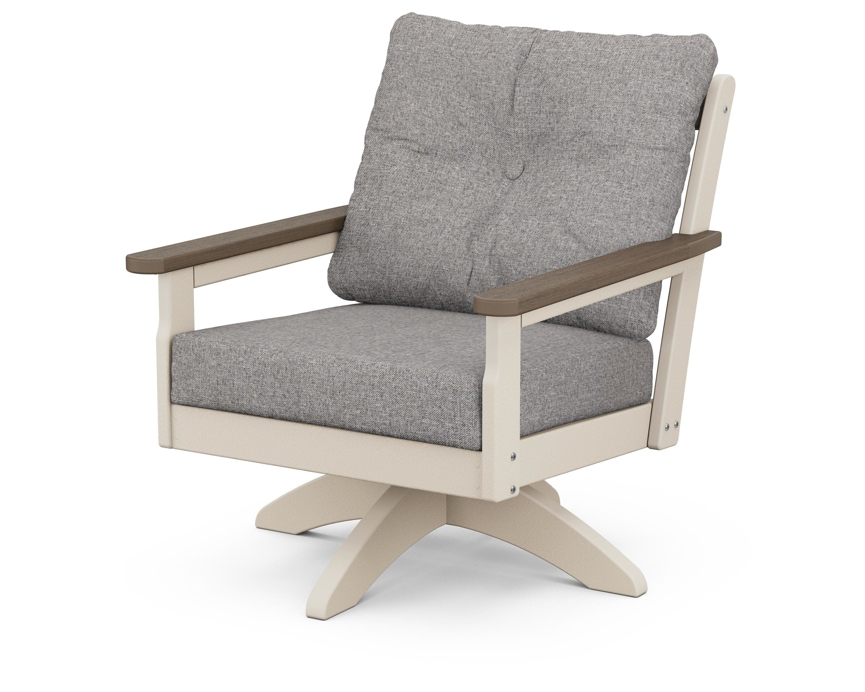 Vineyard Deep Seating Swivel Chair in Sand / Kona / Grey Mist