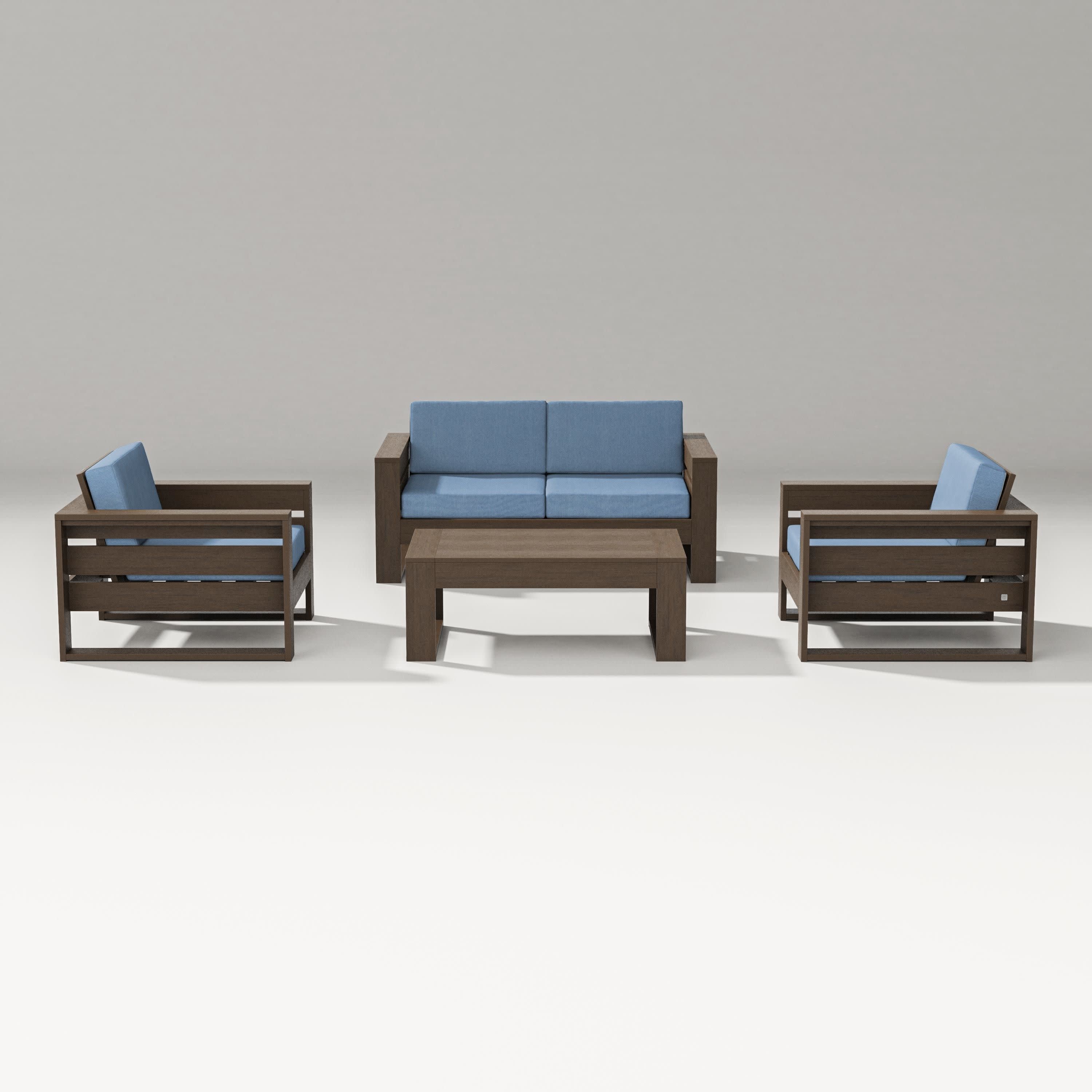 Latitude 4-Piece Lounge Loveseat Set in Kona / Sky Blue