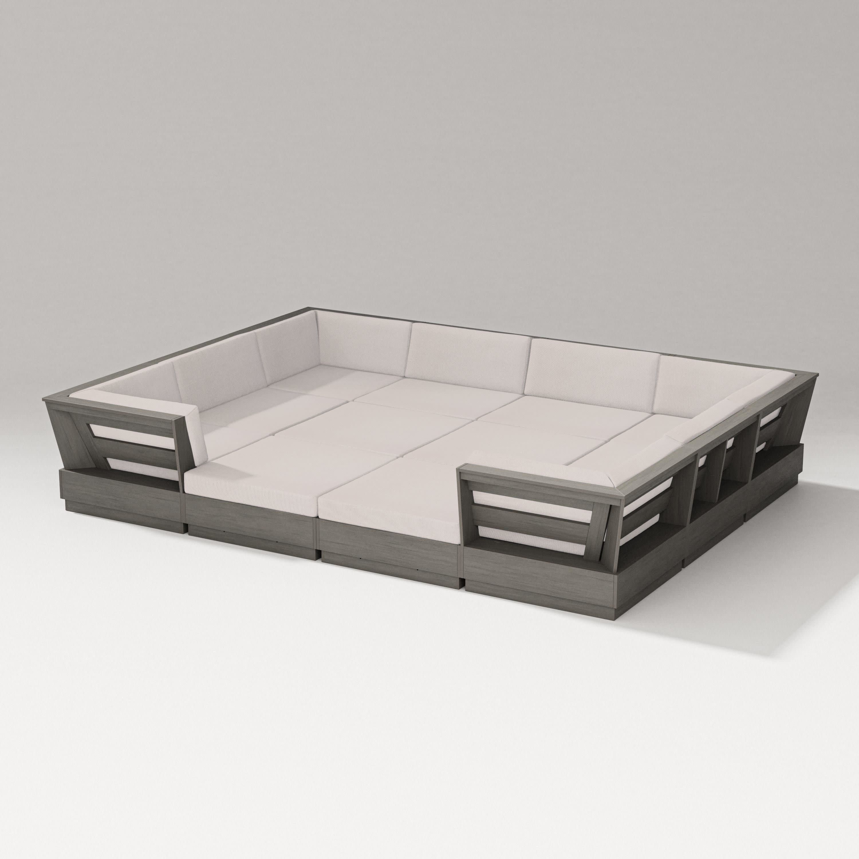 Elevate 12-Piece Pit Sectional in Driftwood / Dune Burlap