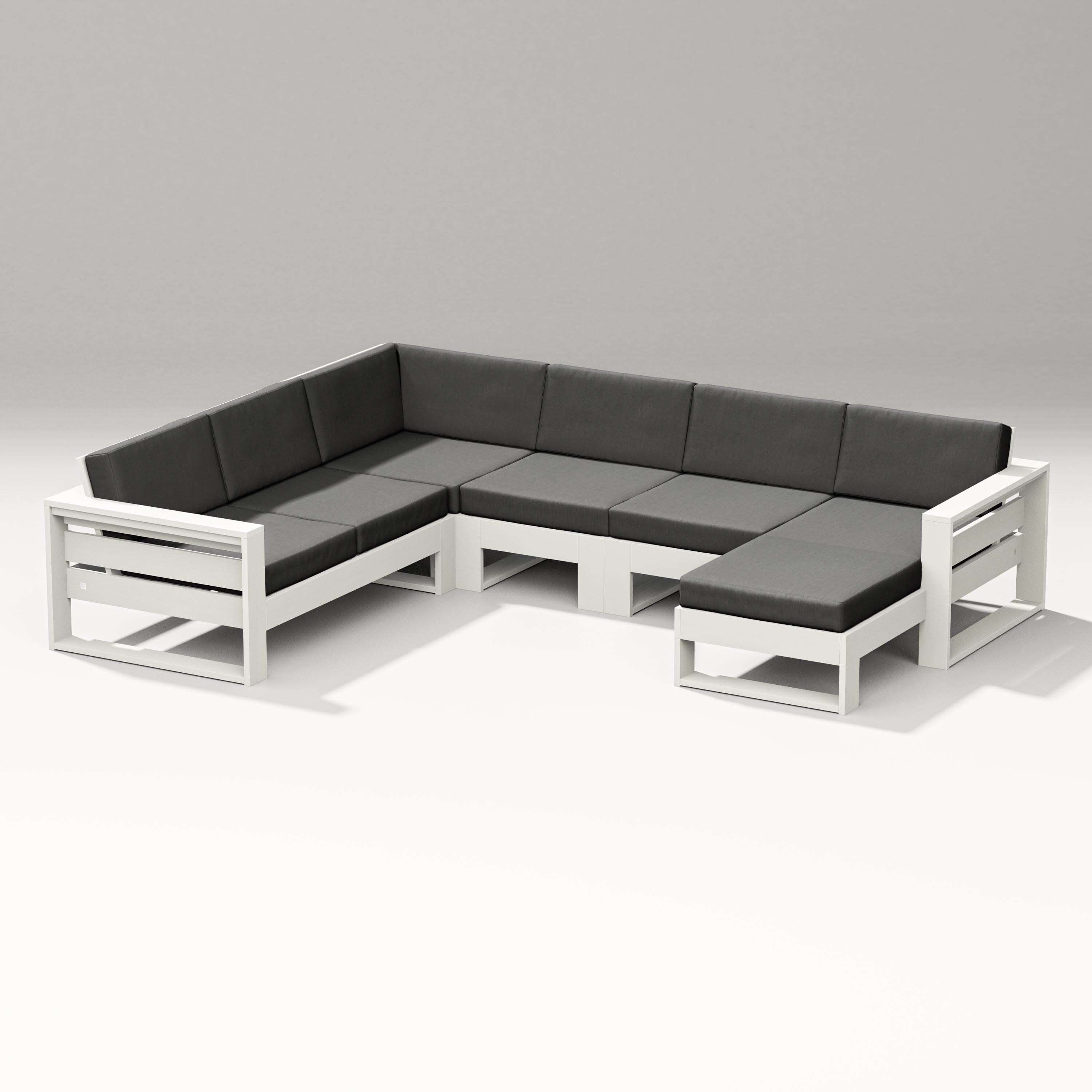 Latitude Corner Sectional with Right Chaise in Vintage White / Spectrum Carbon