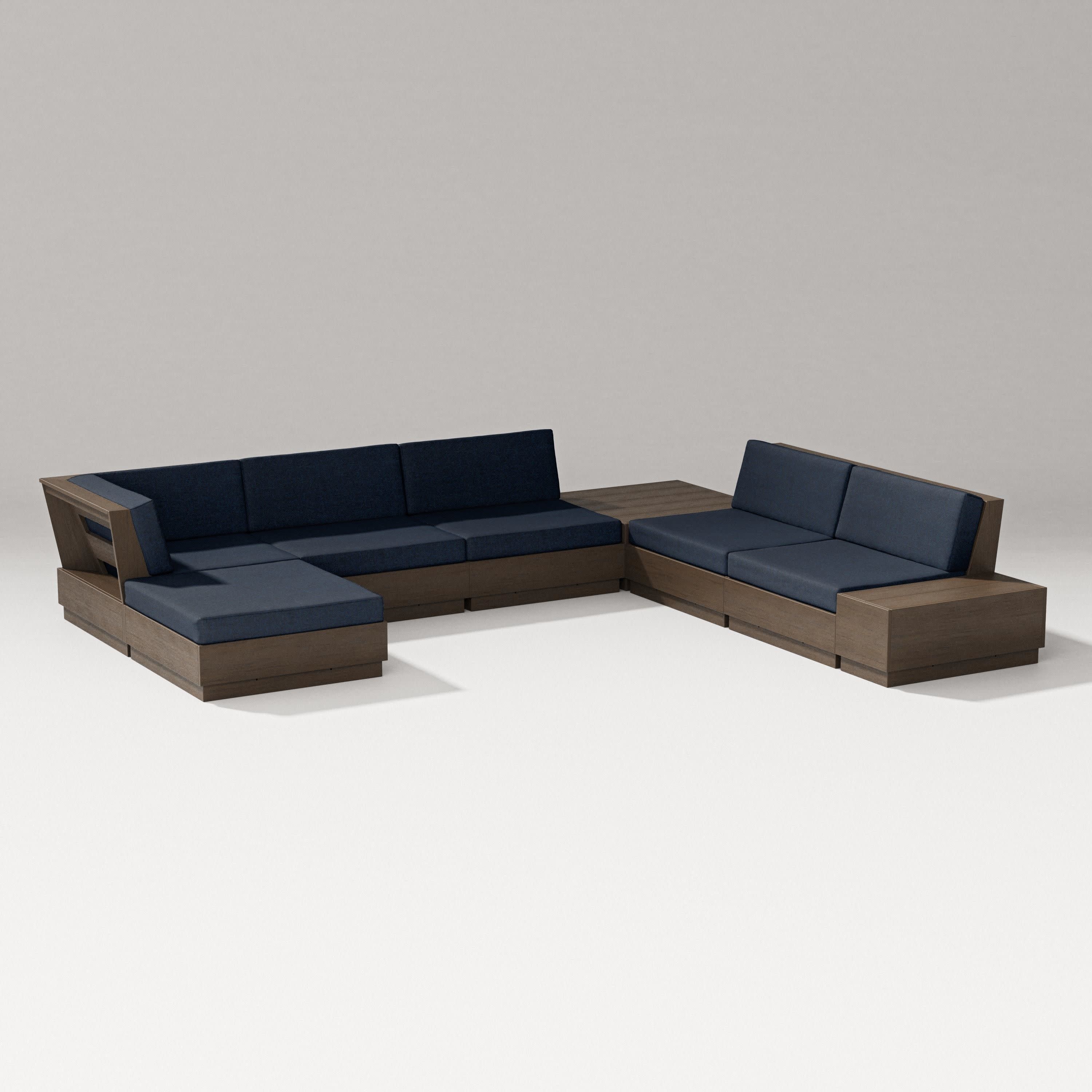 Elevate 8-Piece Corner Sectional in Kona / Marine Indigo