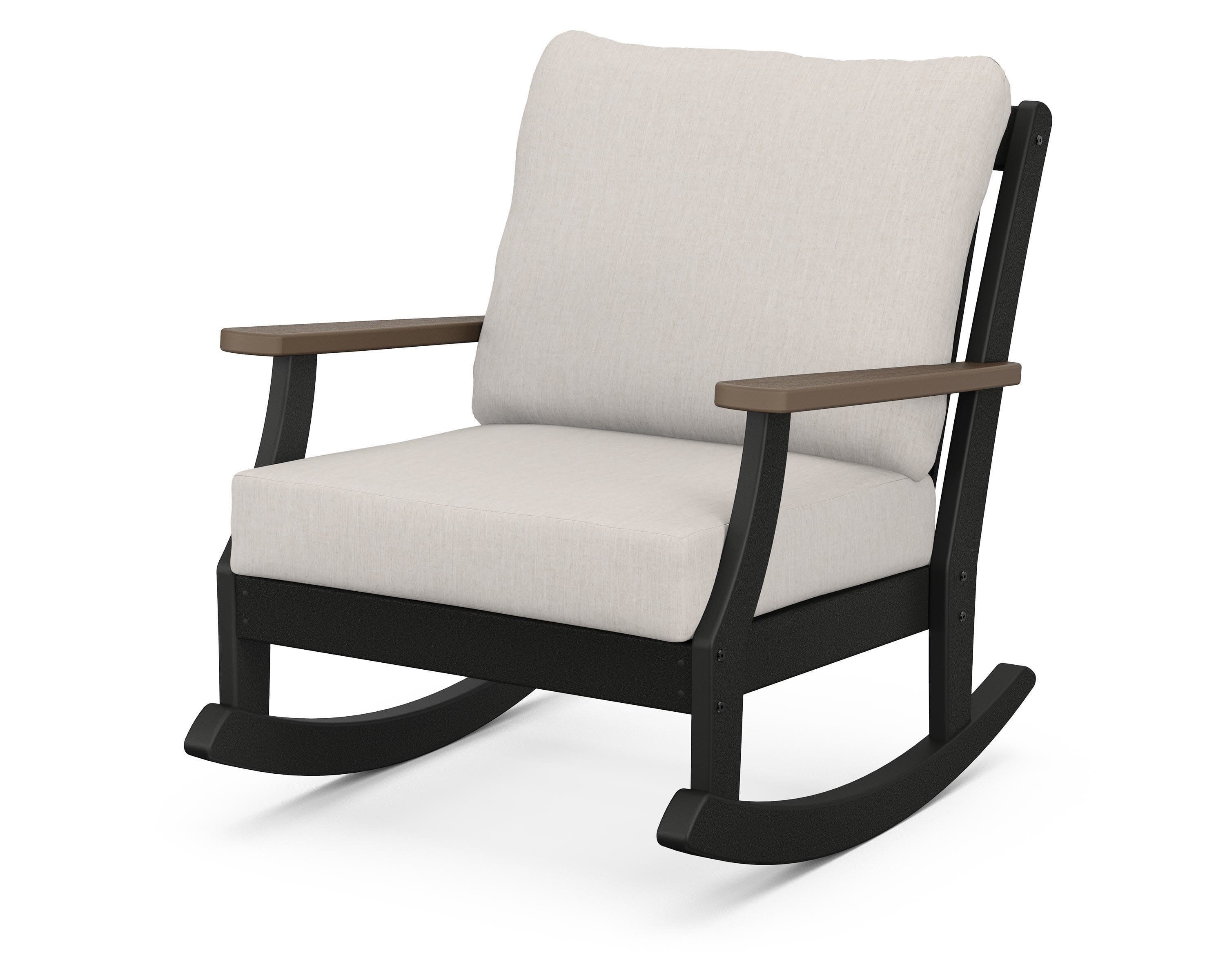 Braxton Deep Seating Rocking Chair in Black / Kona / Cast Ash