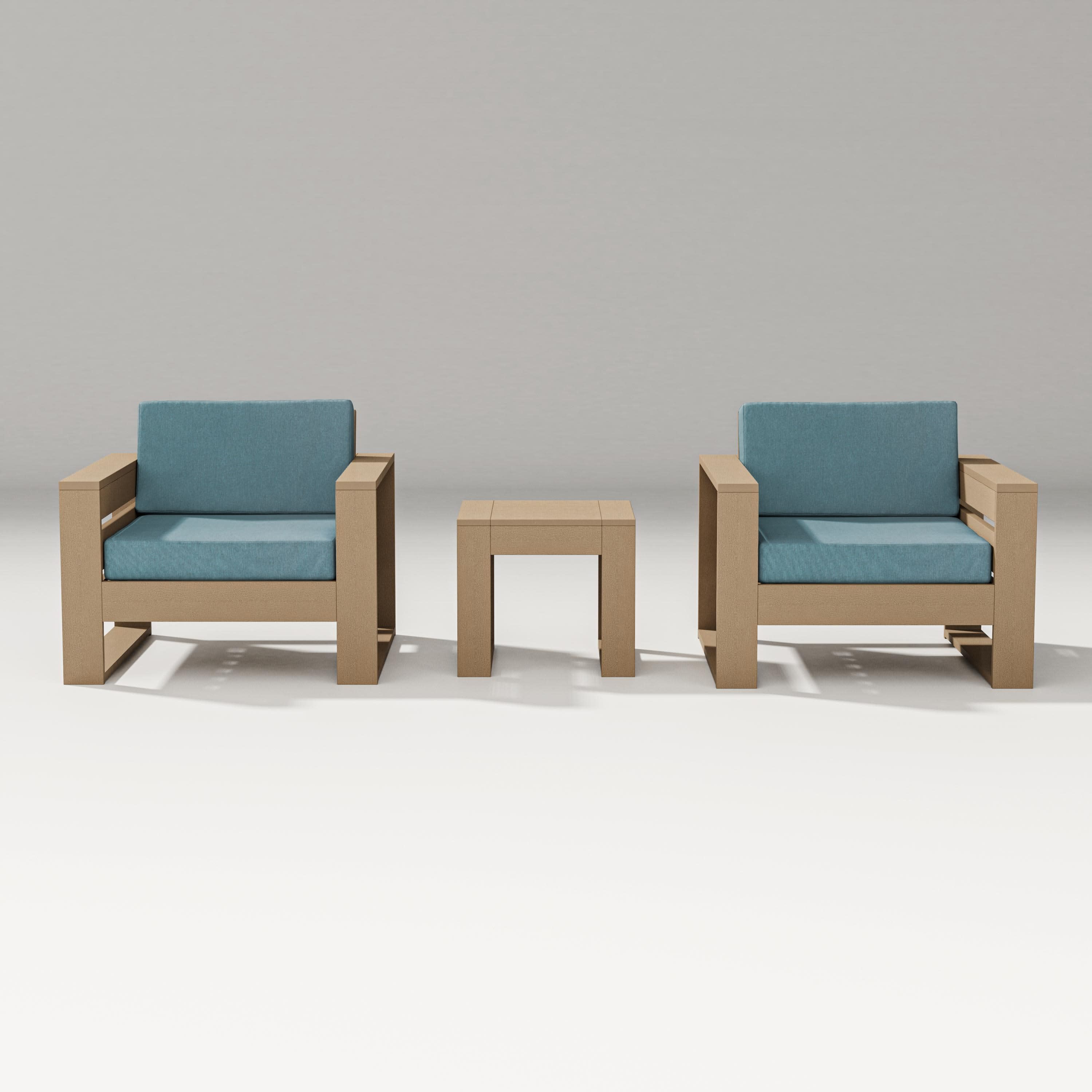 Latitude 3-Piece Lounge Chair Set in Vintage Sahara / Ocean Teal
