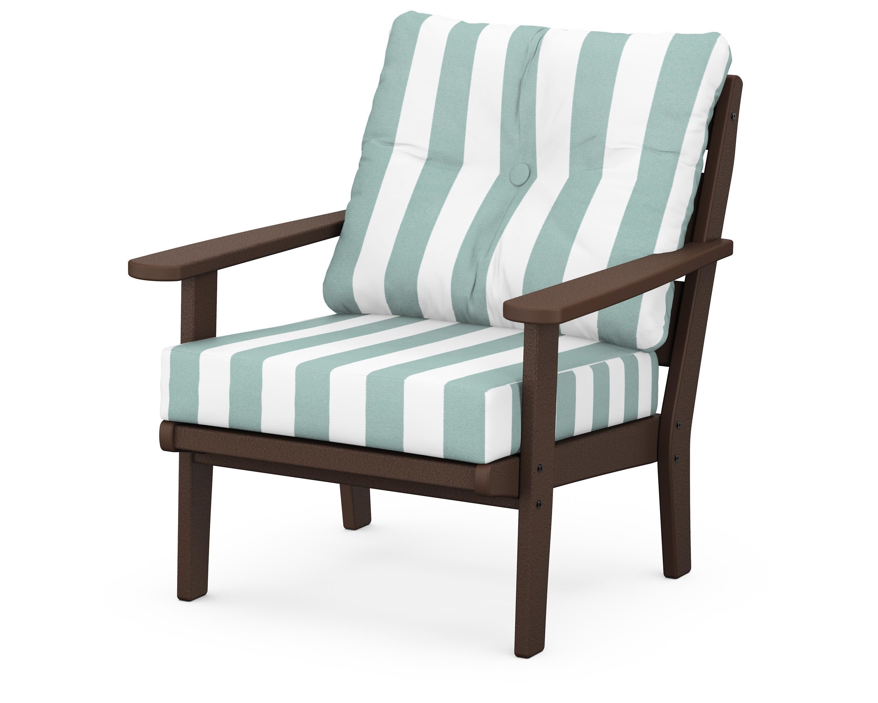 Lakeside Deep Seating Chair in Mahogany / Cabana Stripe Glacier Spa