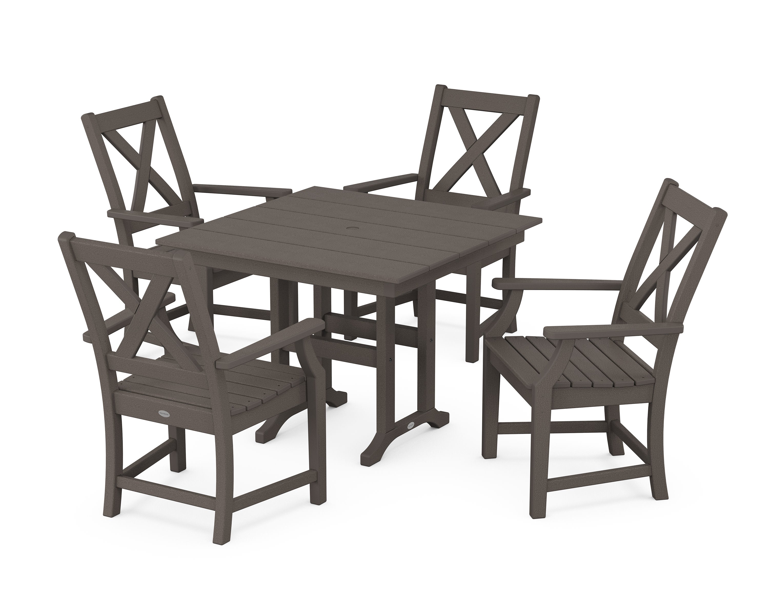 Braxton 5-Piece Farmhouse Dining Set in Vintage Coffee