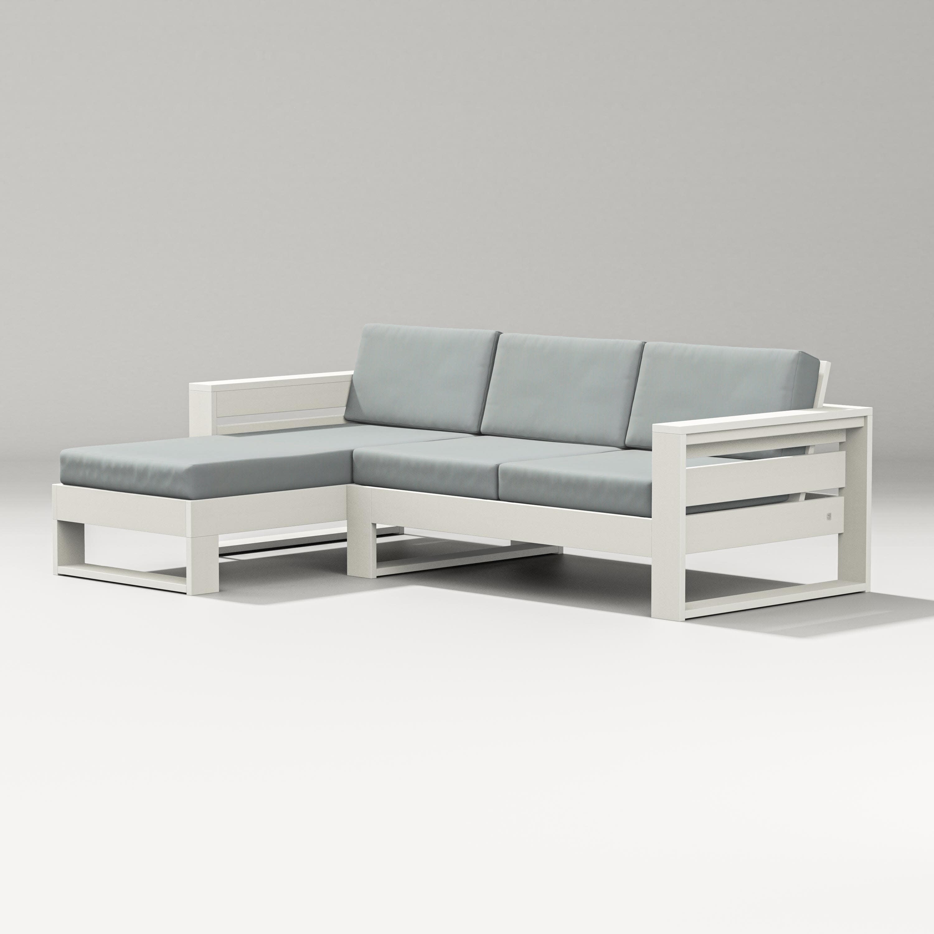 Latitude Left Chaise Sectional in Vintage White / Spa