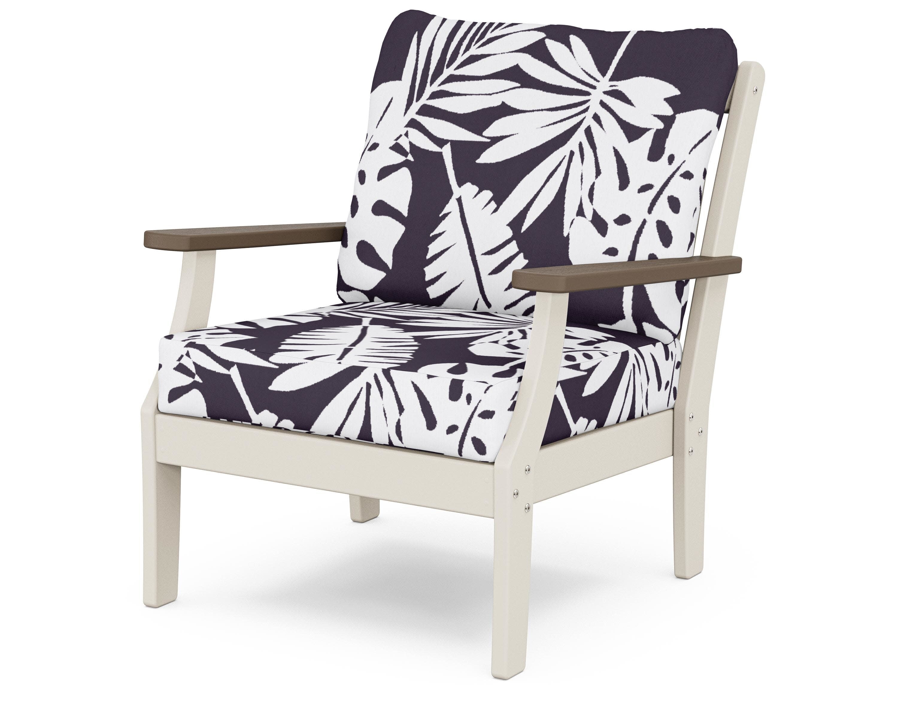 Braxton Deep Seating Chair in Sand / Kona / Leaf Navy
