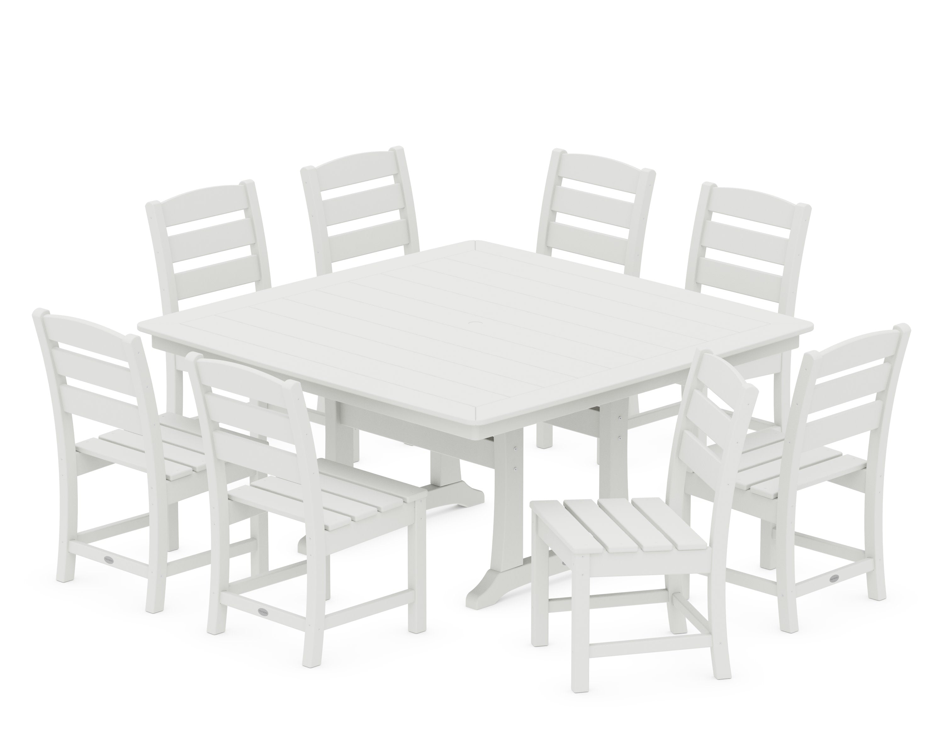 Lakeside 9-Piece Nautical Trestle Dining Set in Vintage White