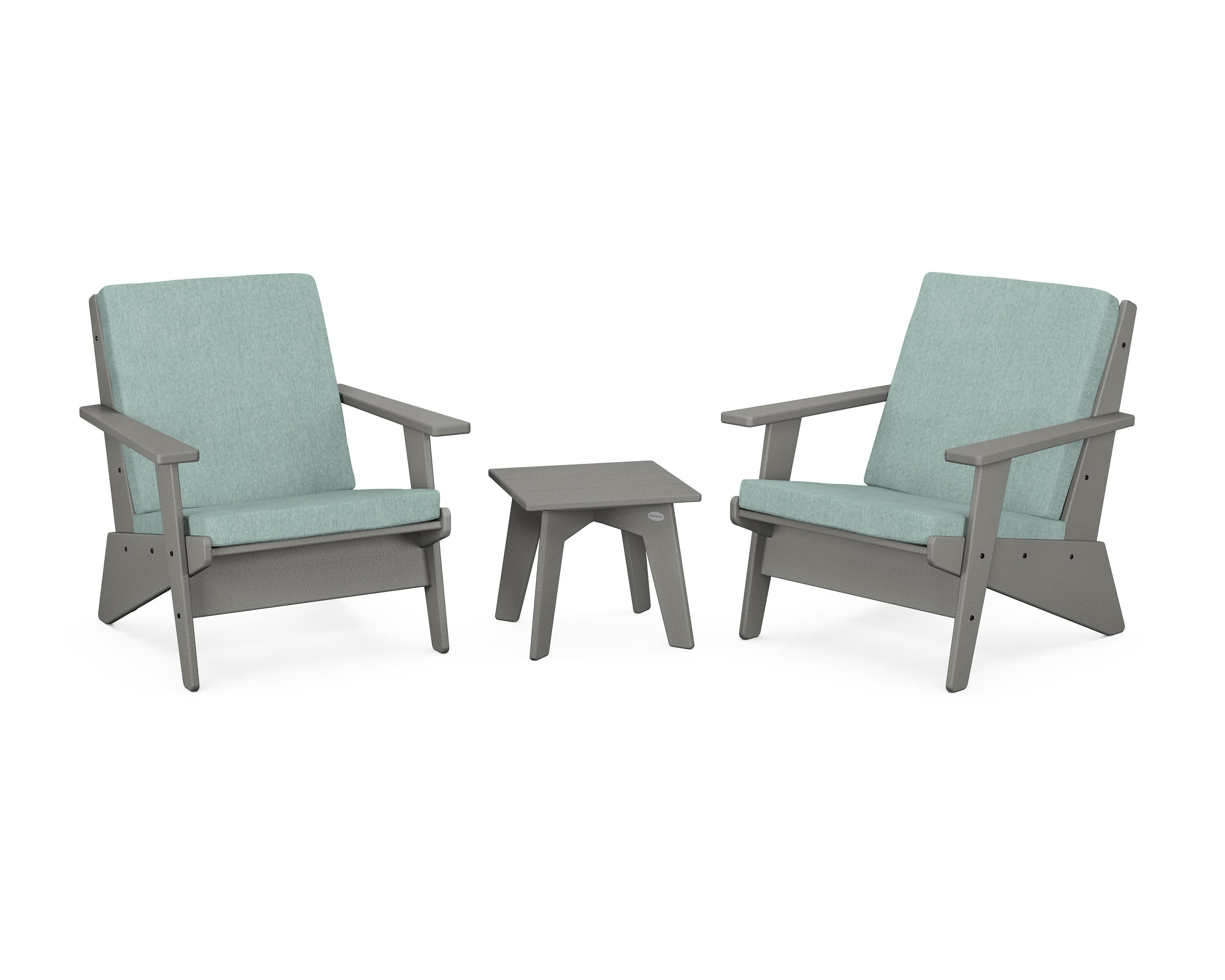 Riviera Modern Lounge 3-Piece Set in Slate Grey / Glacier Spa