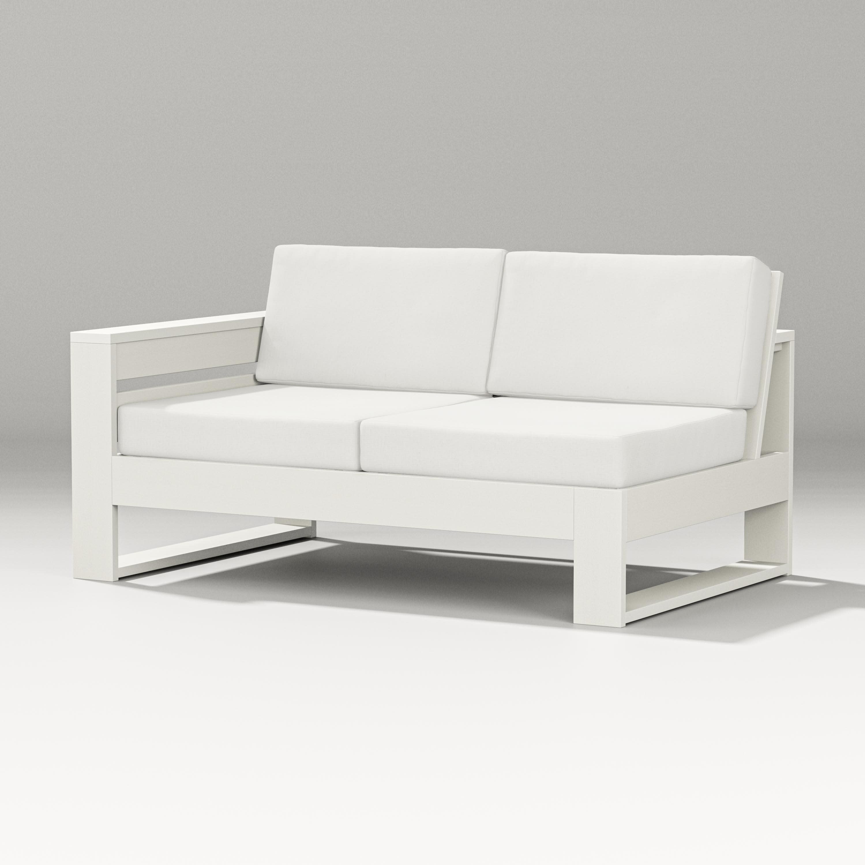 Latitude Modular Left Arm Loveseat in Vintage White / Natural Linen