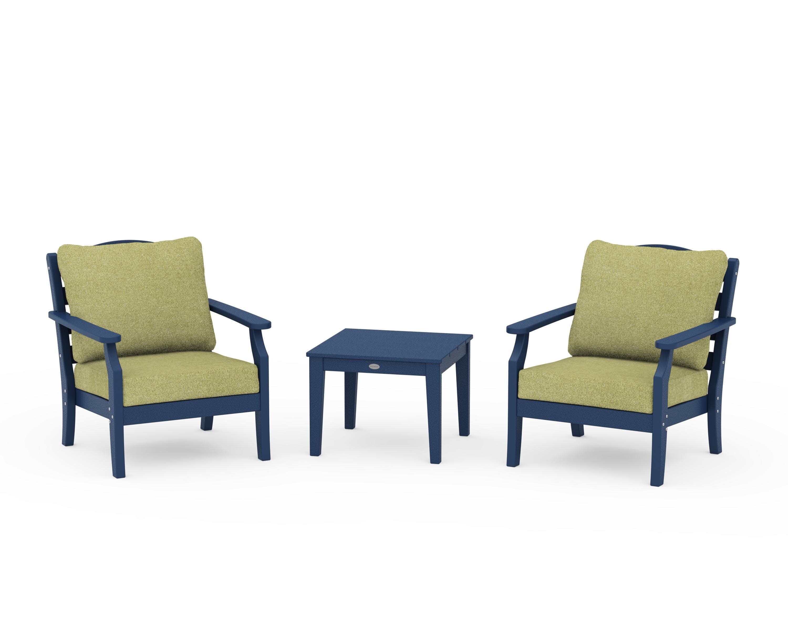 Savannah 3-Piece Deep Seating Set in Navy / Chartreuse Boucle