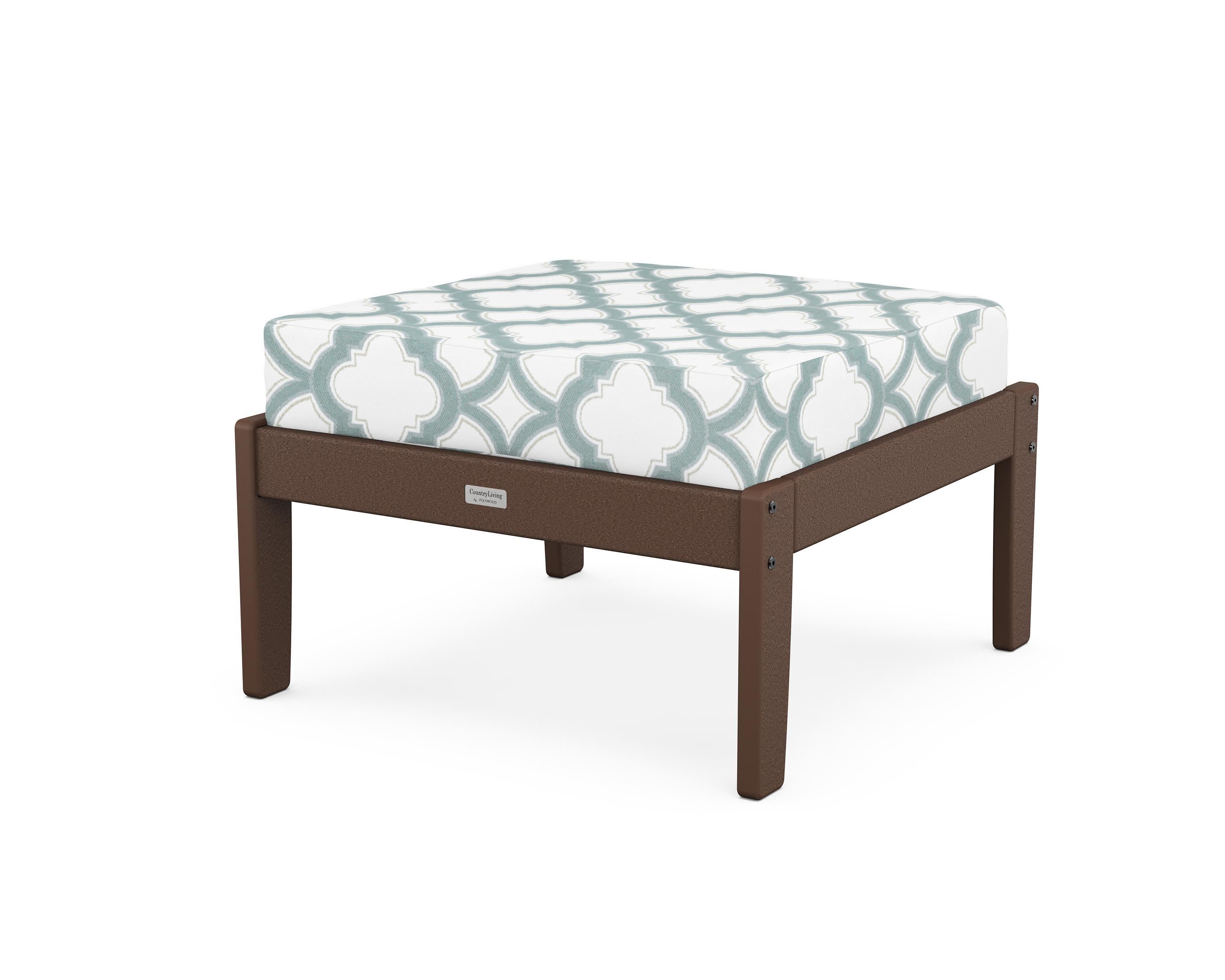 Cottage Deep Seating Ottoman in Mahogany / Trellis Glacier Spa