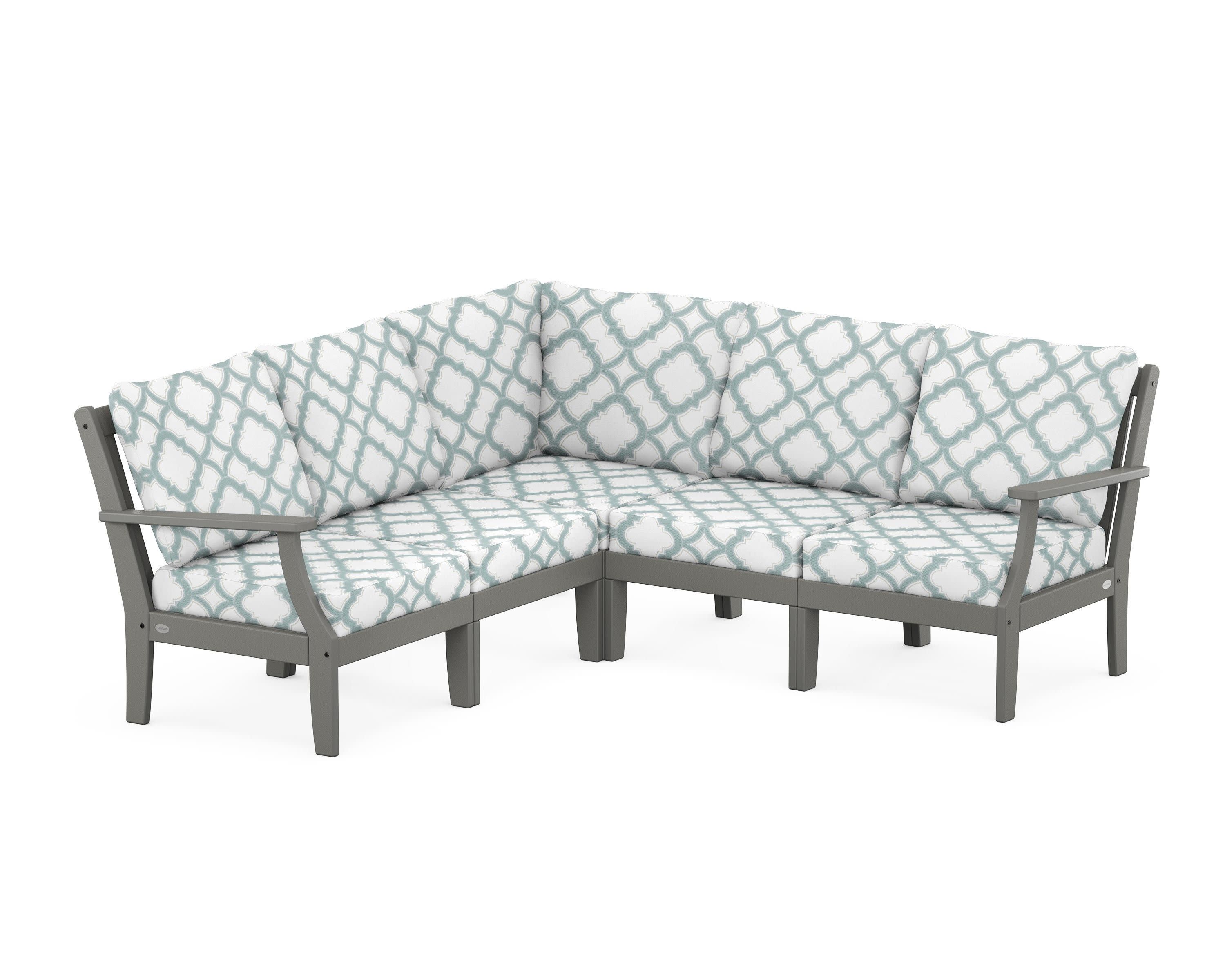 Braxton Modular 5-Piece Deep Seating Set in Slate Grey / Trellis Glacier Spa