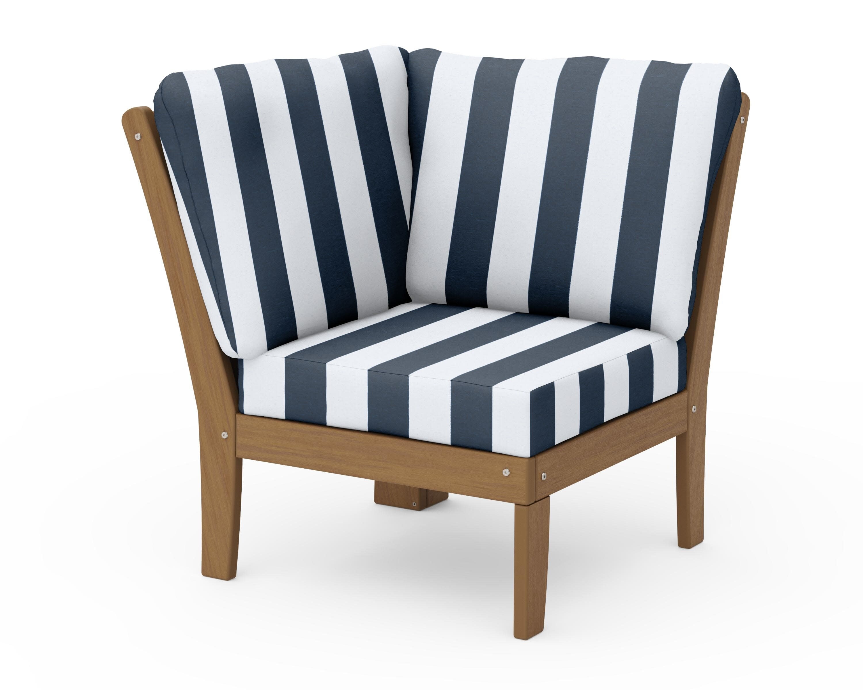 Braxton Modular Corner Chair in Natural / Cabana Stripe Marine Indigo