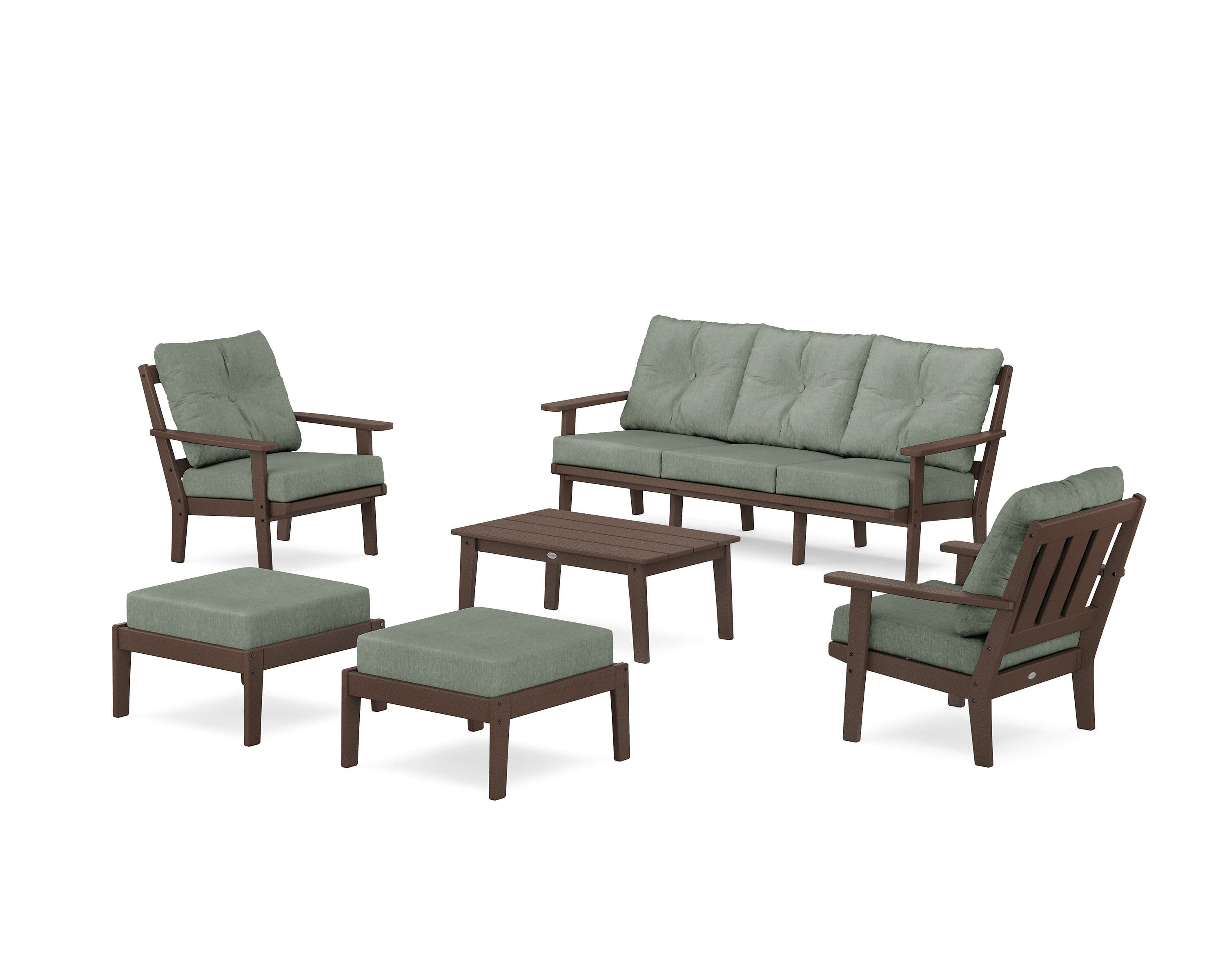 Oxford 6-Piece Lounge Sofa Set in Mahogany / Cast Sage