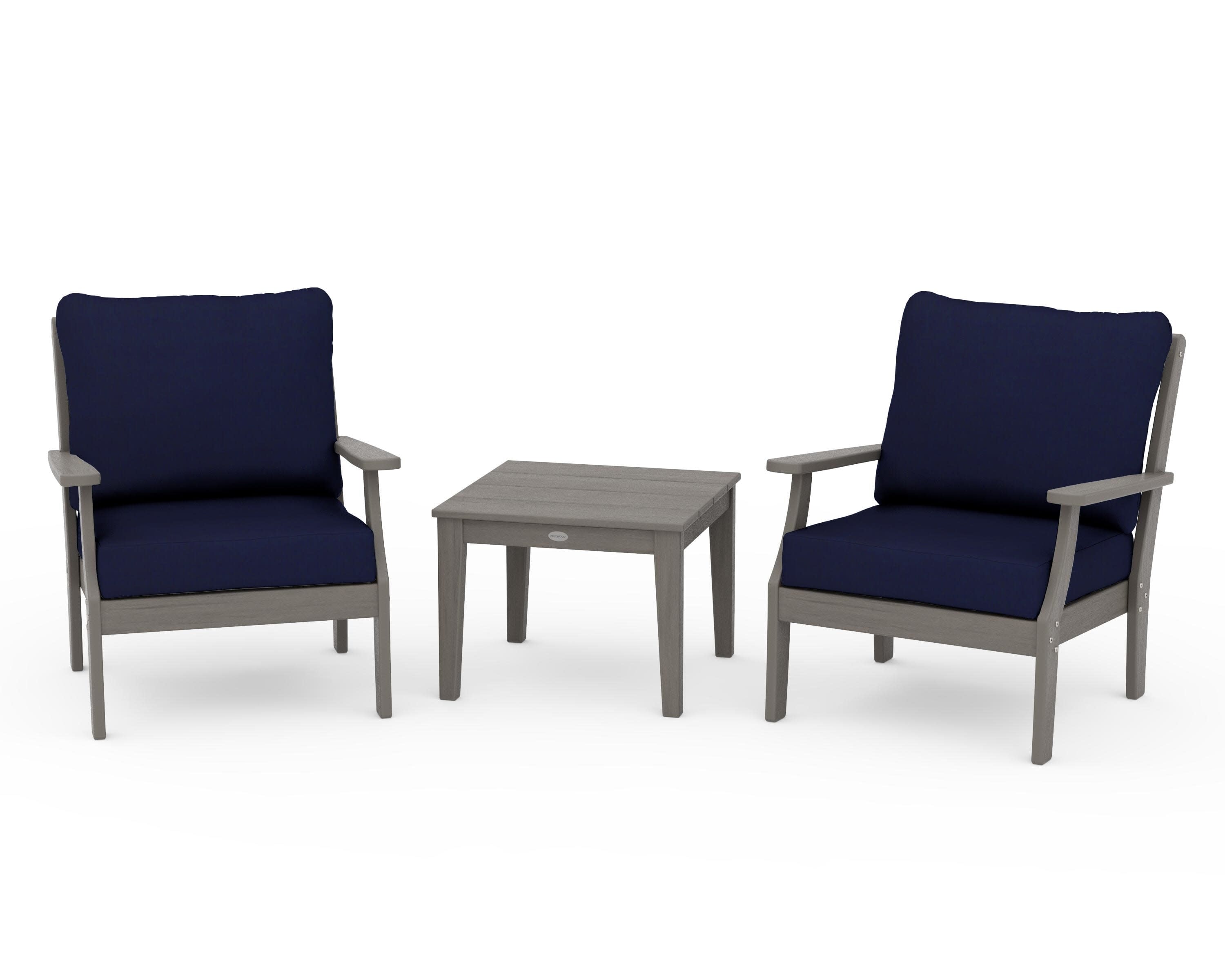 Braxton 3-Piece Deep Seating Set in Driftwood / Navy