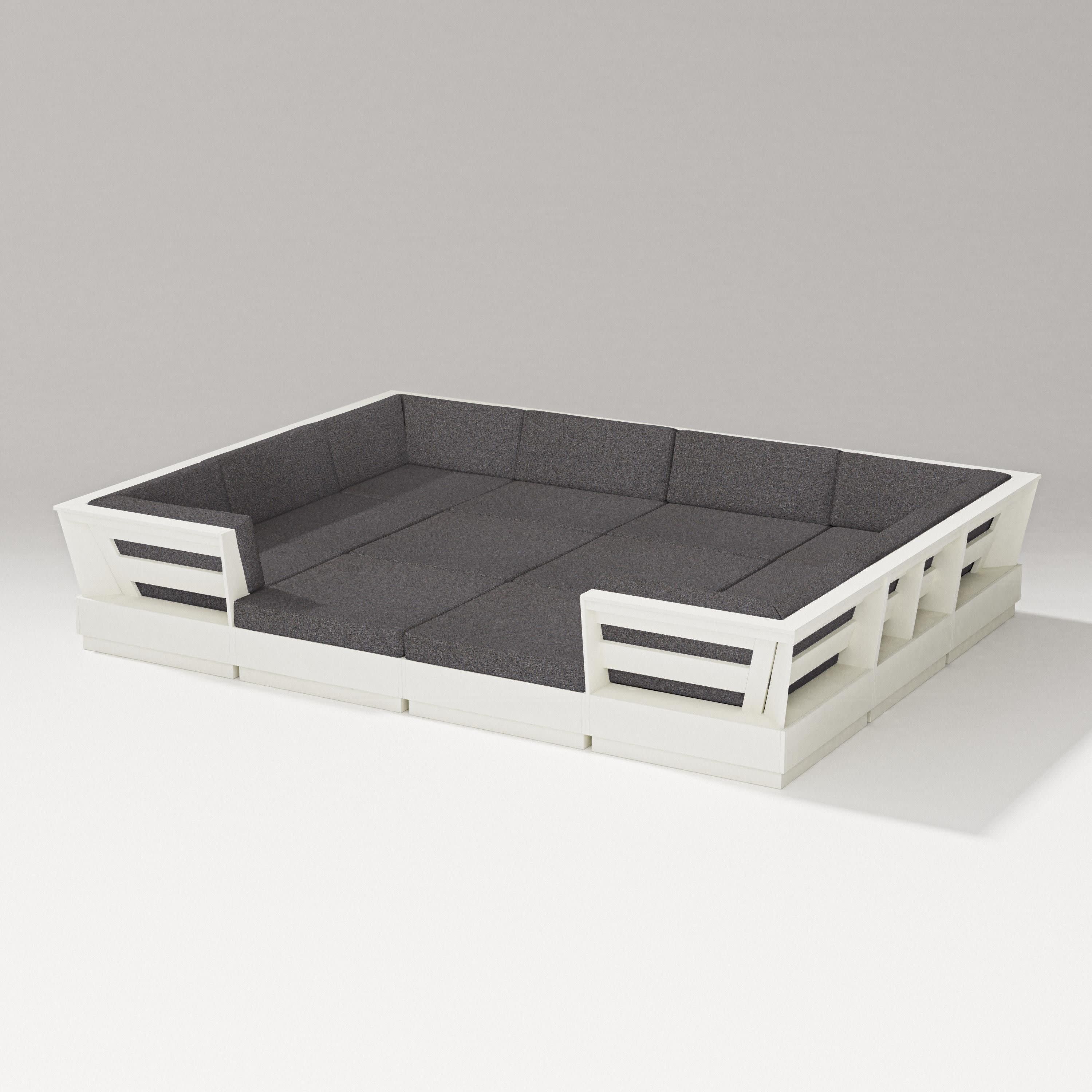 Elevate 12-Piece Pit Sectional in Vintage White / Ash Charcoal