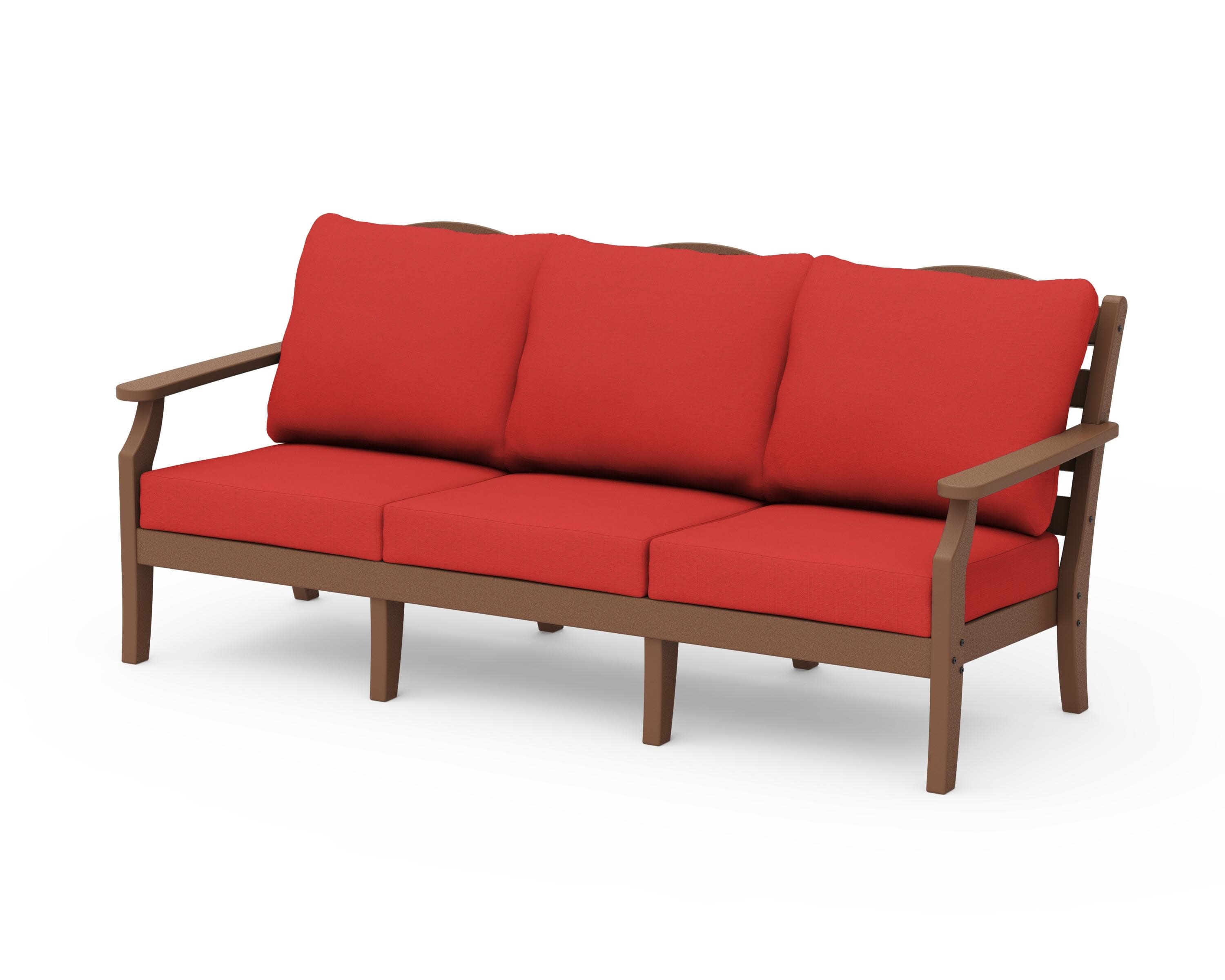 Savannah Deep Seating Sofa in Teak / Crimson Linen