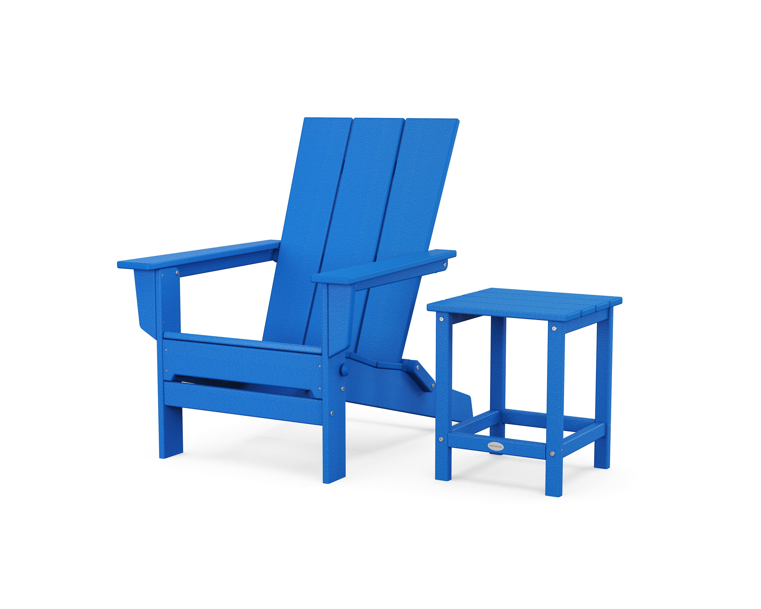 Modern Studio Folding Adirondack Chair with Side Table in Pacific Blue