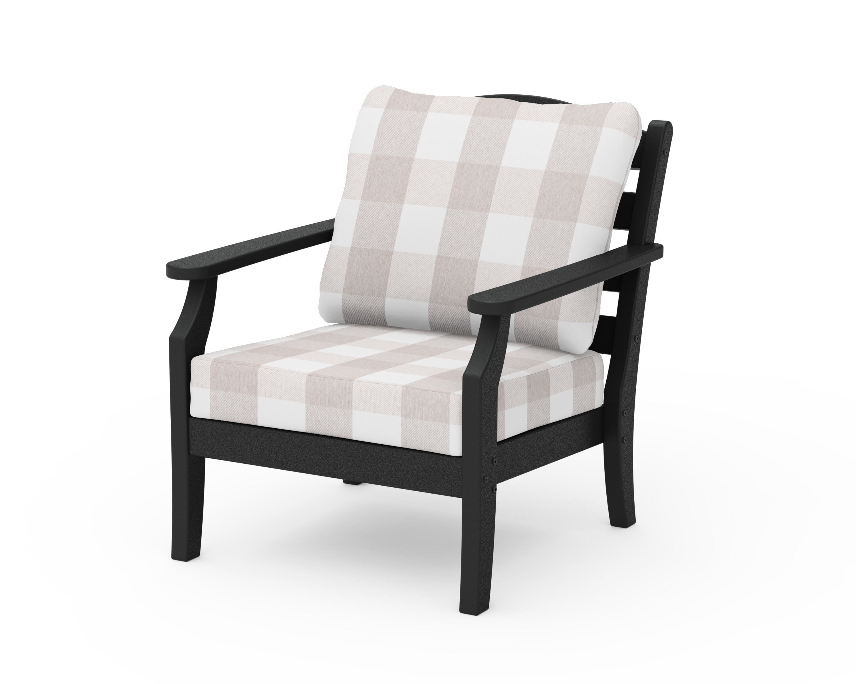 Savannah Deep Seating Chair in Black / Buffalo Plaid Dune Burlap