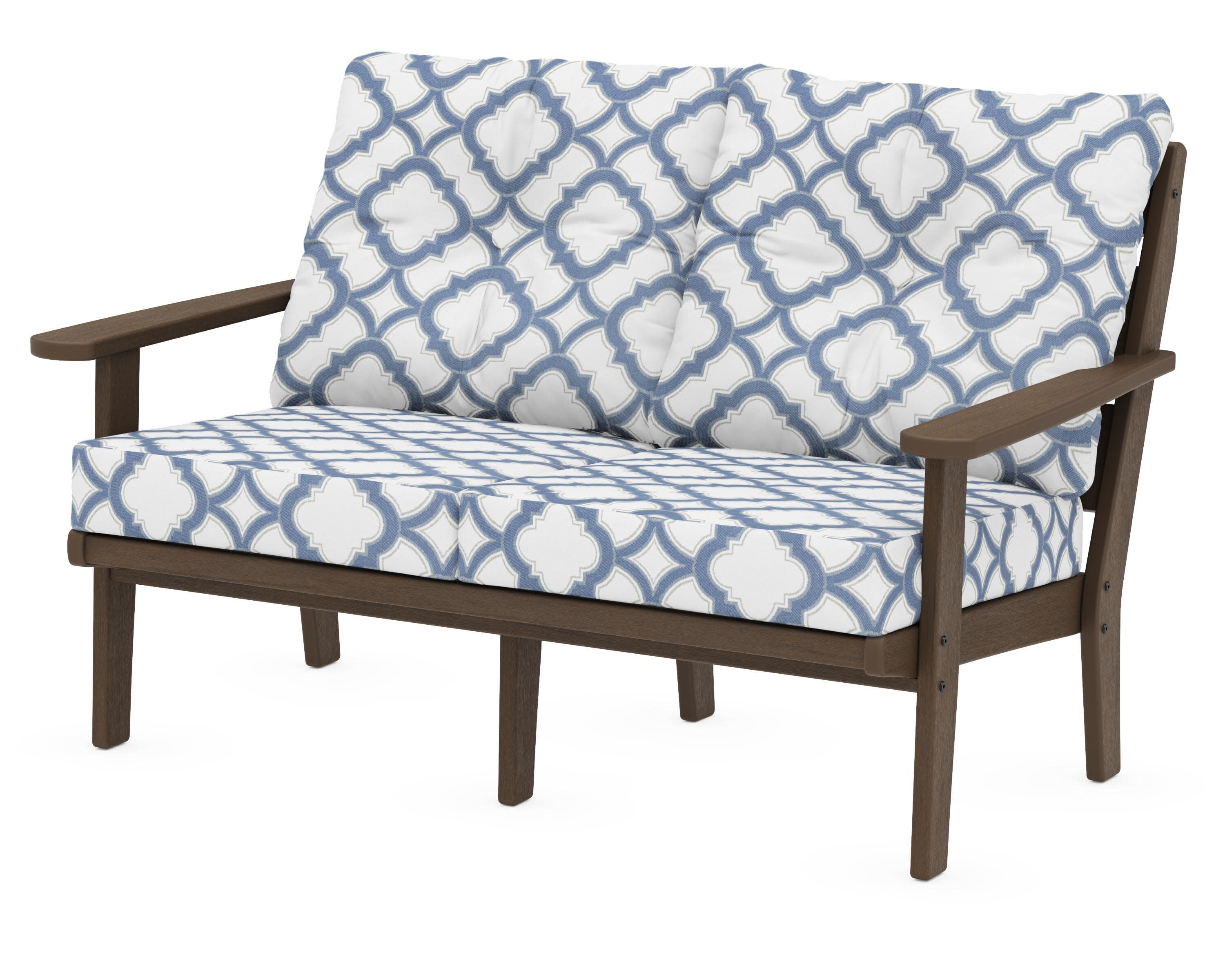 Lakeside Deep Seating Loveseat in Kona / Trellis Sky Blue