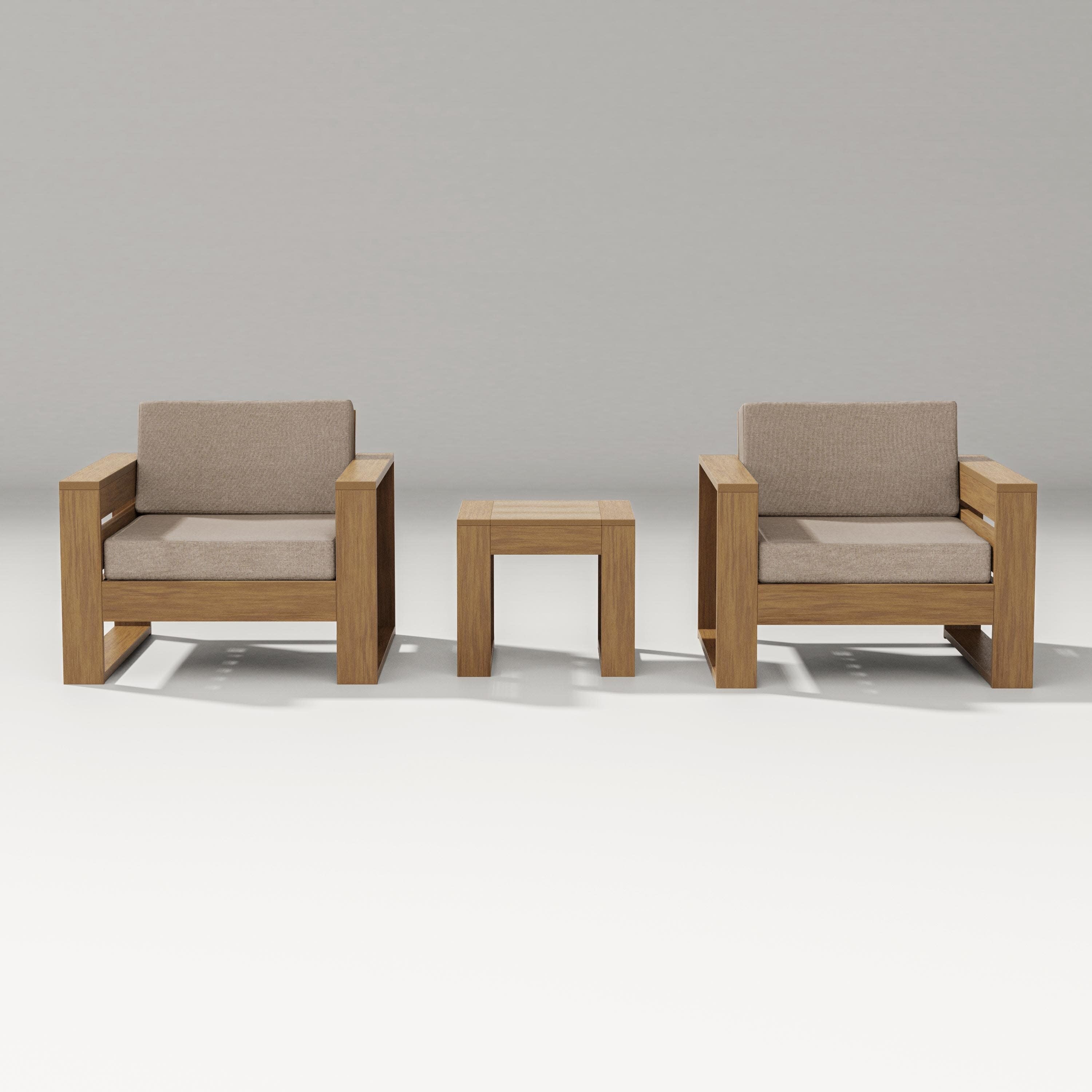 Latitude 3-Piece Lounge Chair Set in Natural / Spiced Burlap
