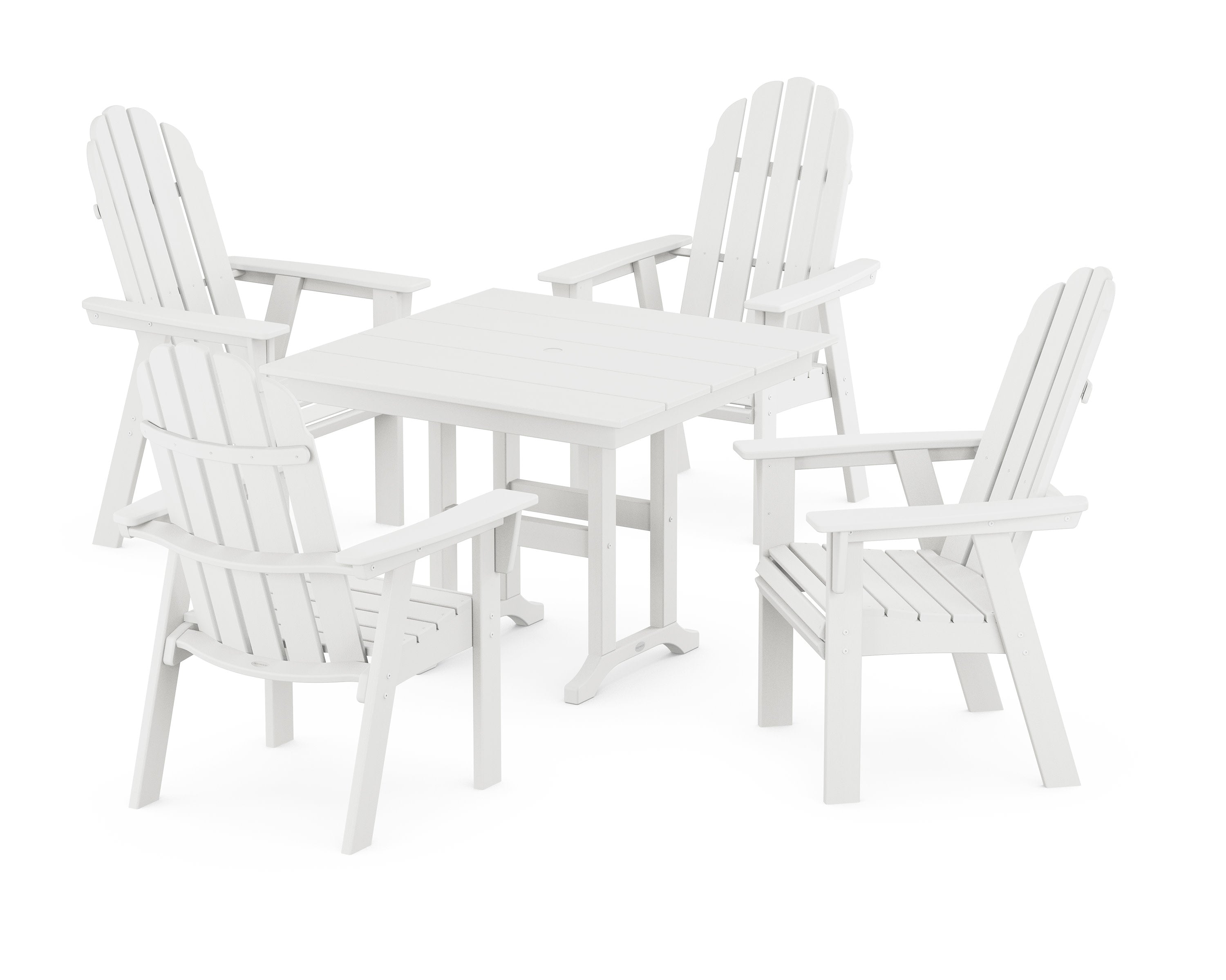 Vineyard Curveback Adirondack 5-Piece Farmhouse Dining Set in Vintage White