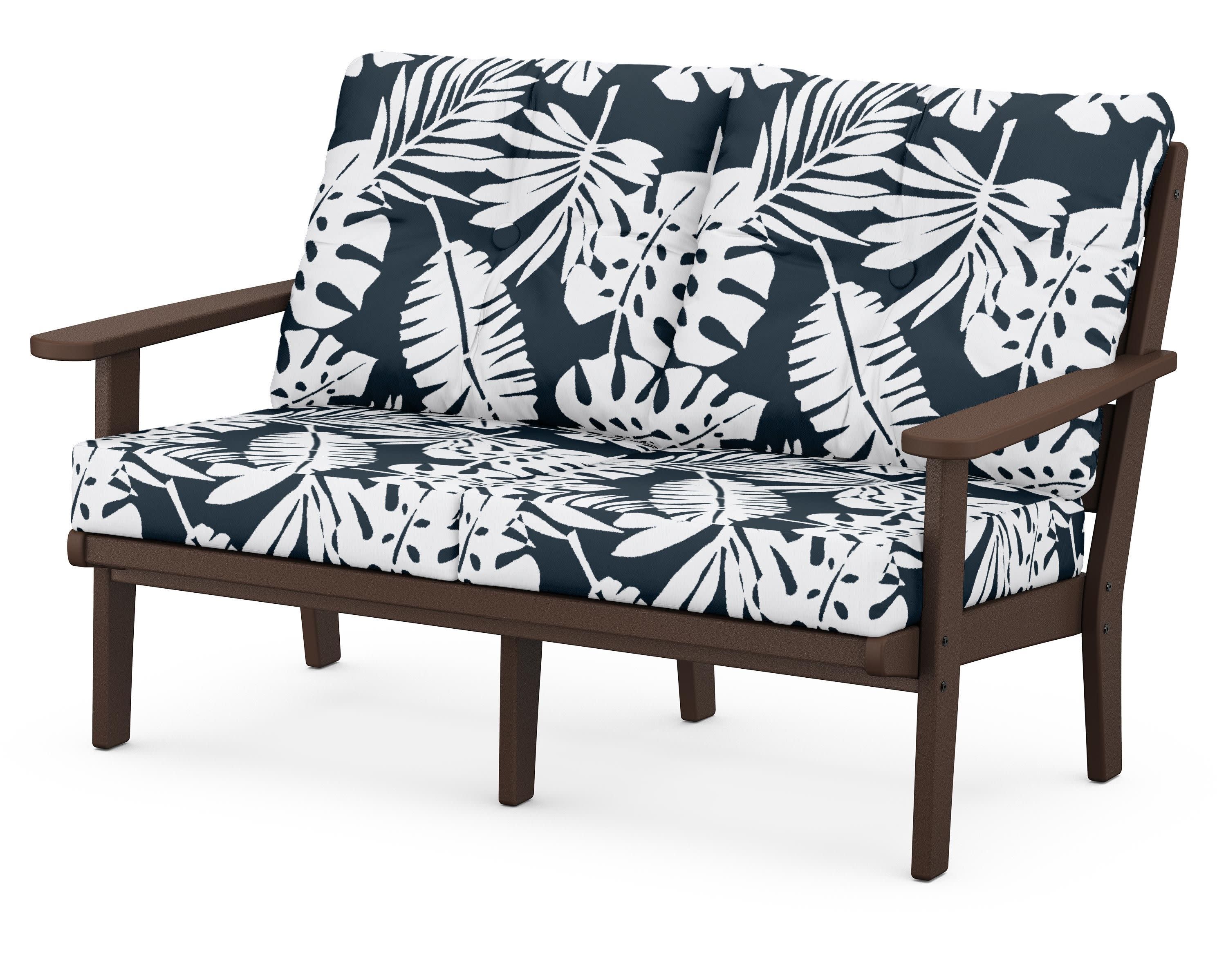 Lakeside Deep Seating Loveseat in Mahogany / Leaf Marine Indigo