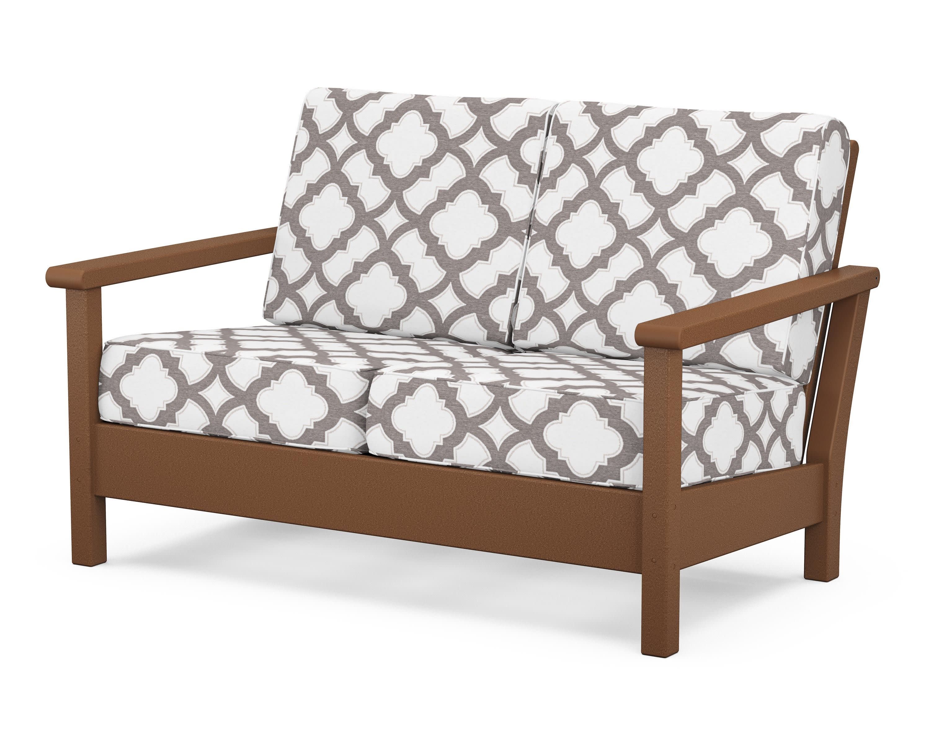 Harbour Deep Seating Loveseat in Teak / Trellis Grey Mist