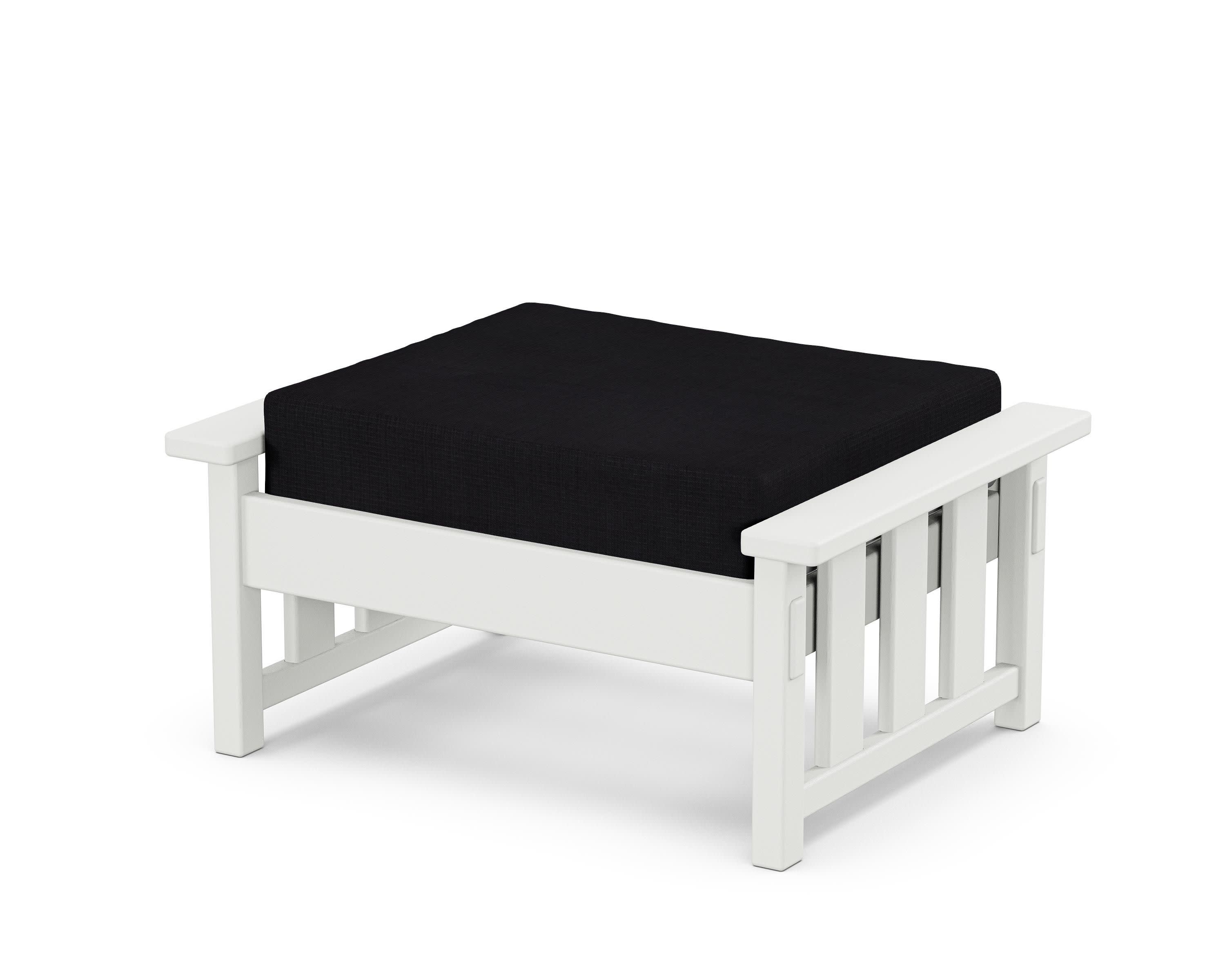 Acadia Deep Seating Ottoman in White / Midnight Linen