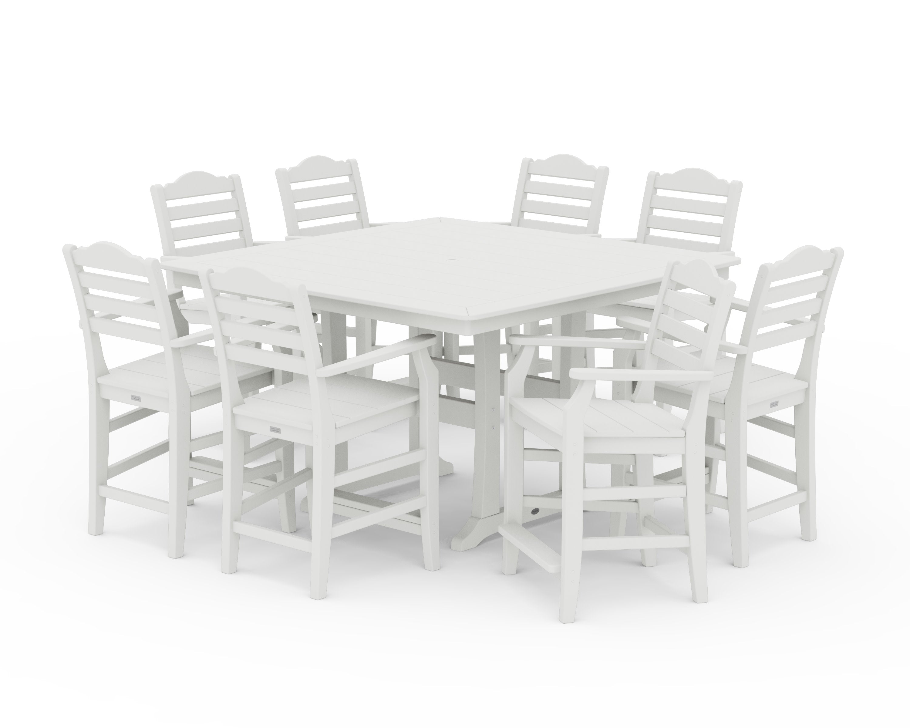 Savannah 9-Piece Square Counter Set with Trestle Legs in Vintage White