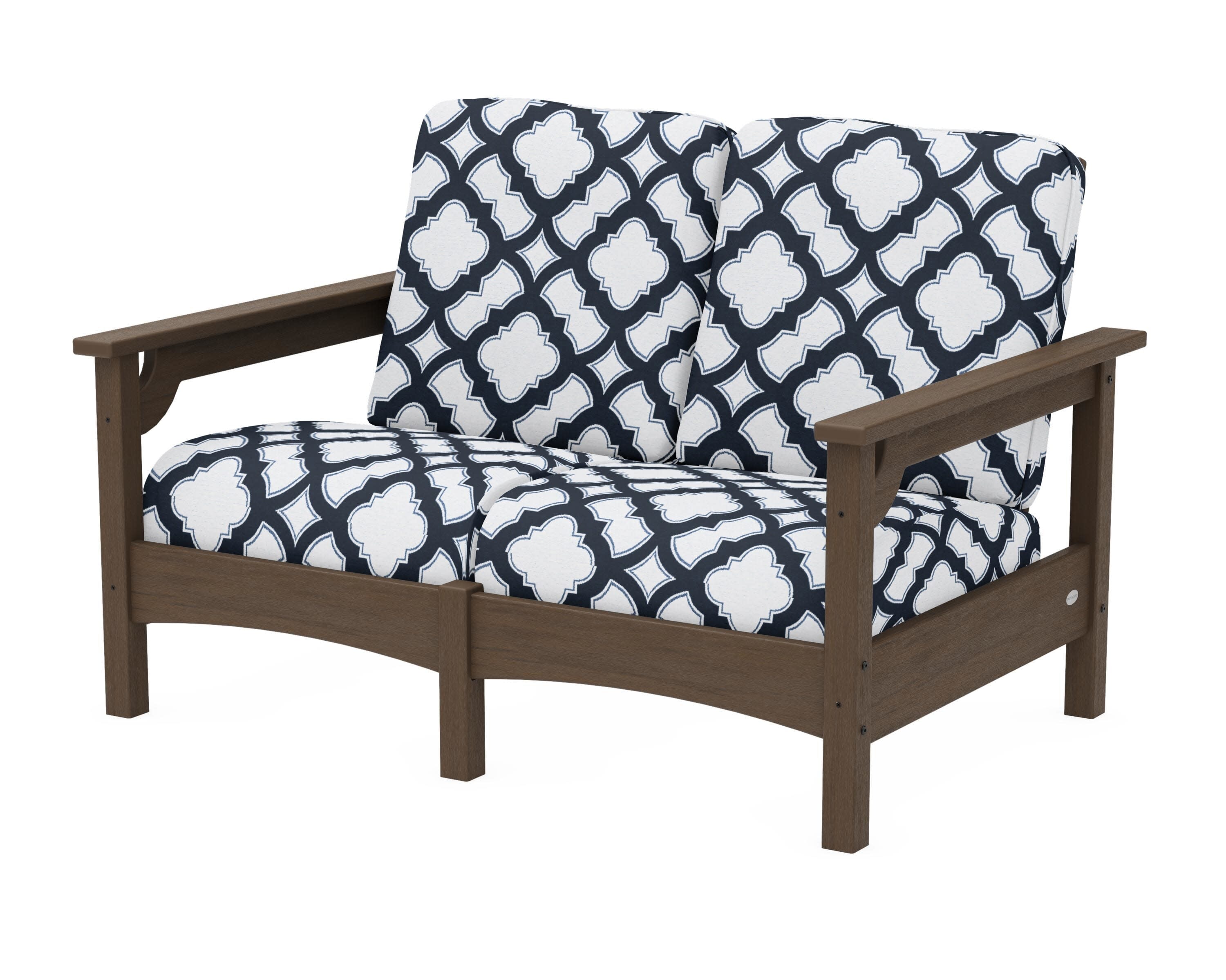 Club Loveseat in Kona / Trellis Marine Indigo
