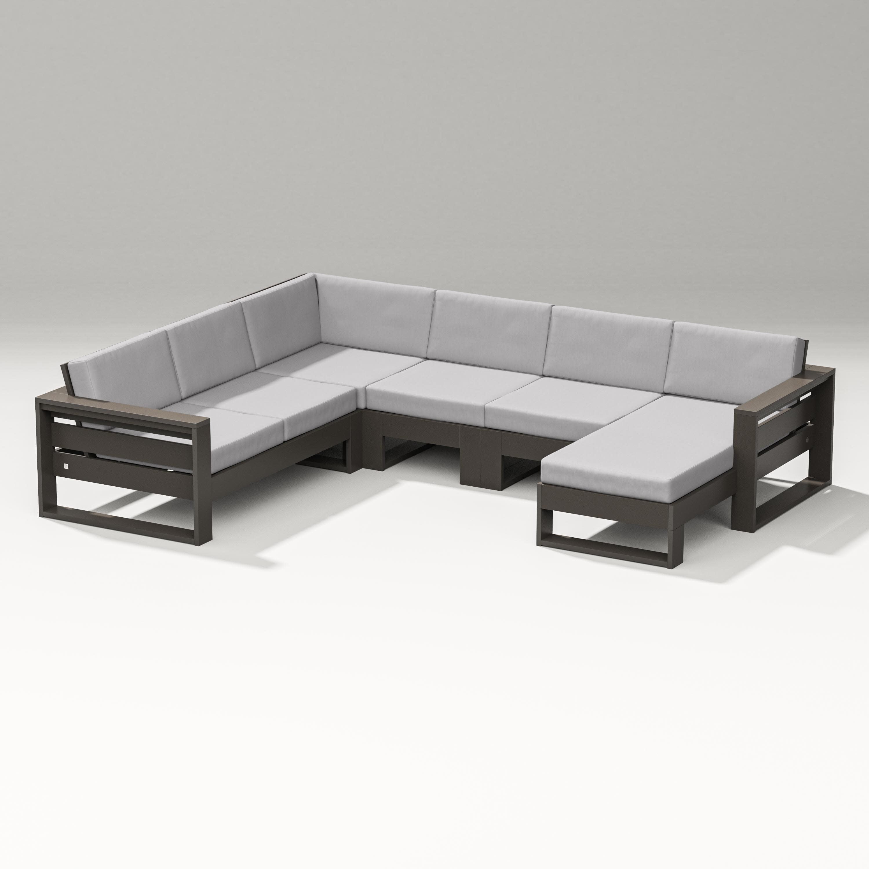 Latitude Corner Sectional with Right Chaise in Vintage Coffee / Granite
