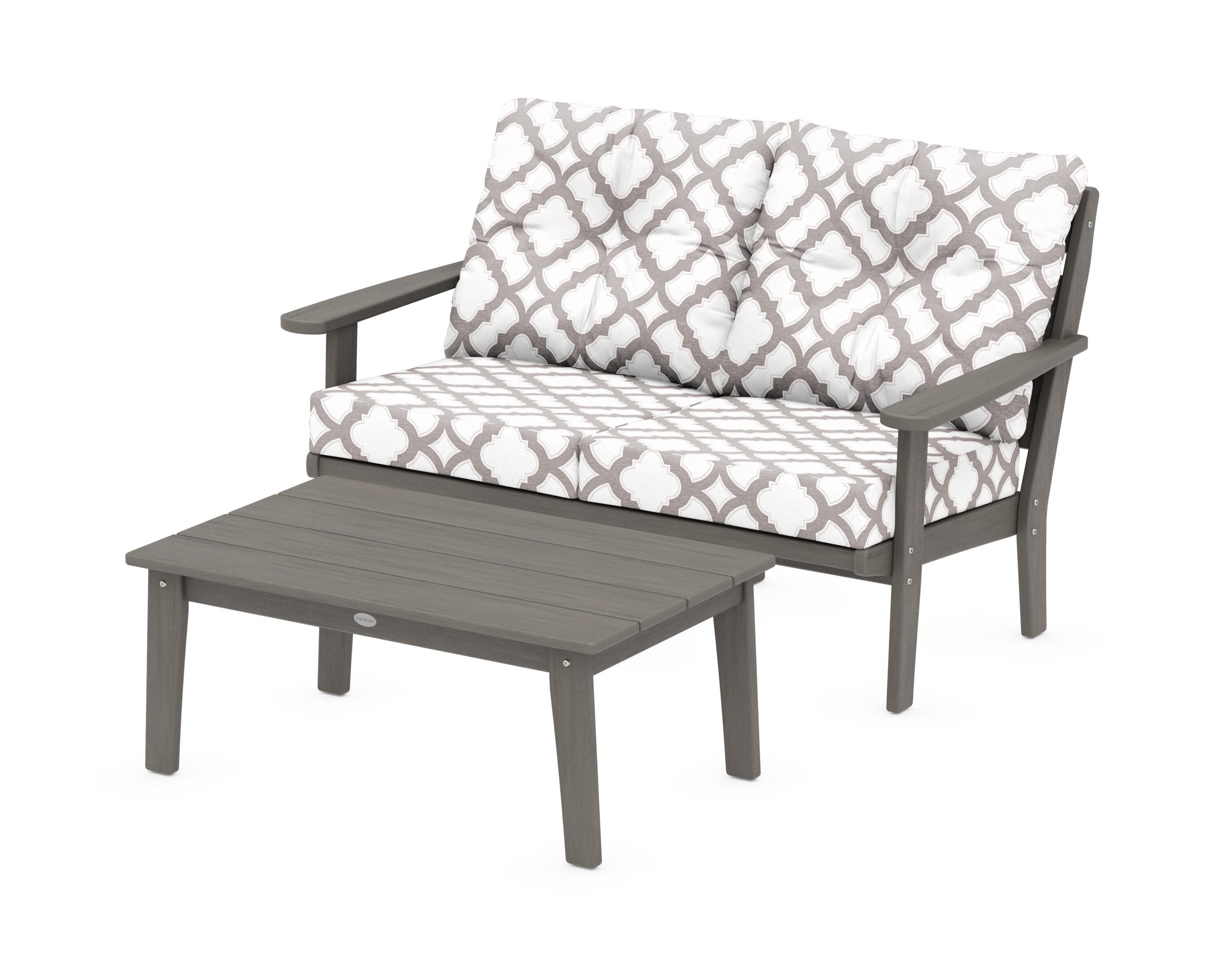 Lakeside 2-Piece Lounge Loveseat Set in Driftwood / Trellis Grey Mist