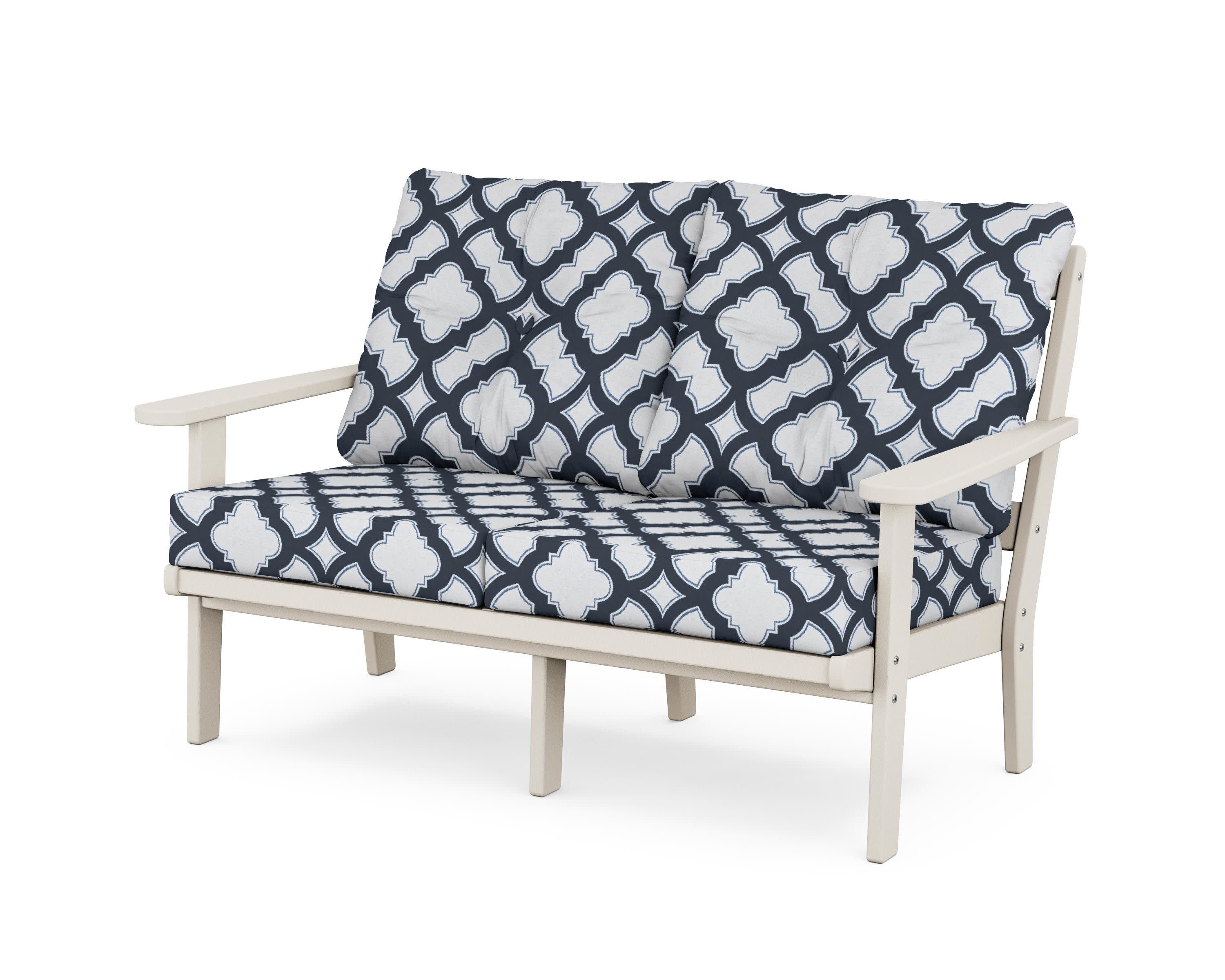 Mission Deep SeatingLoveseat in Sand / Trellis Marine Indigo