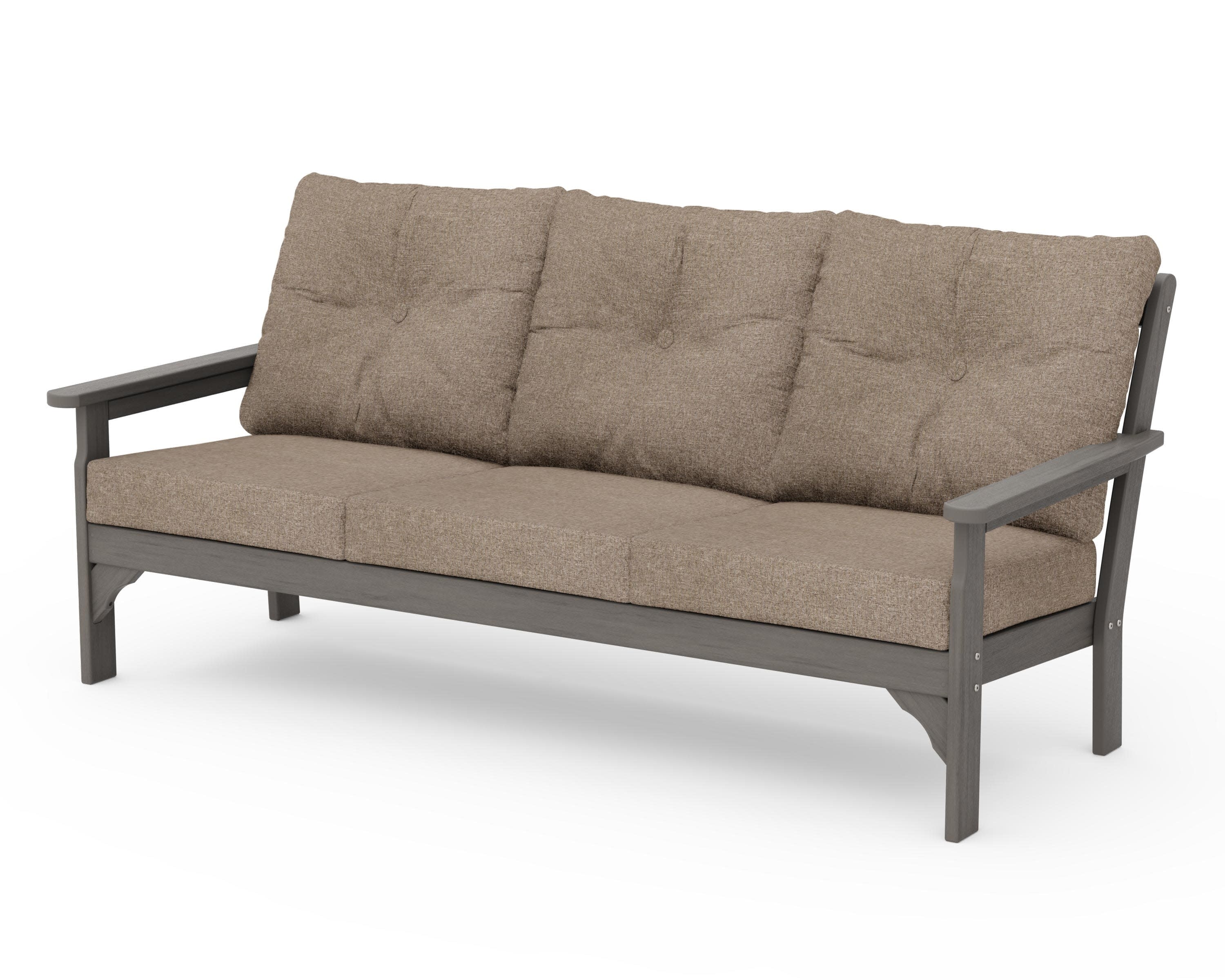Vineyard Deep Seating Sofa in Driftwood / Spiced Burlap