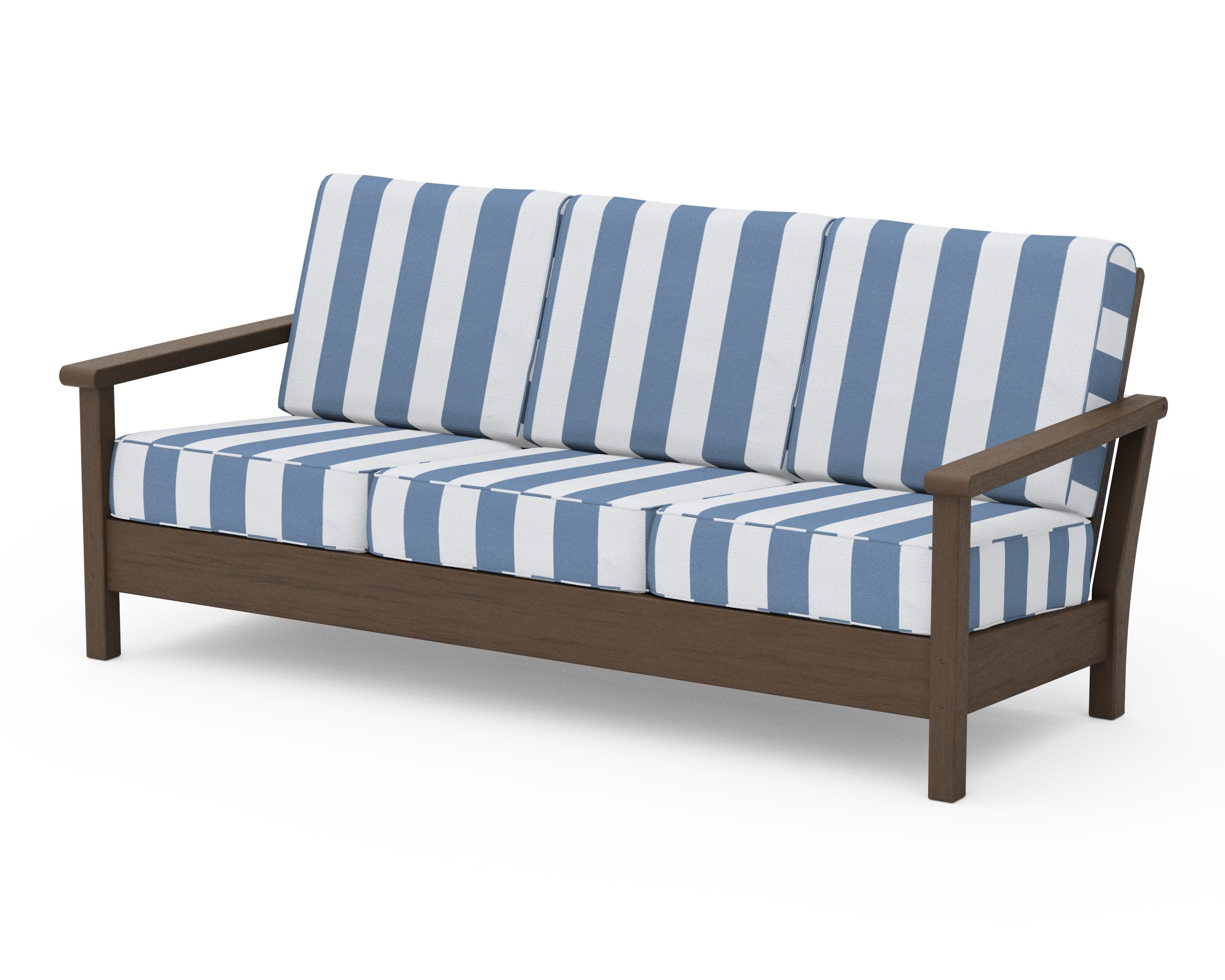 Harbour Deep Seating Sofa in Kona / Cabana Stripe Sky Blue