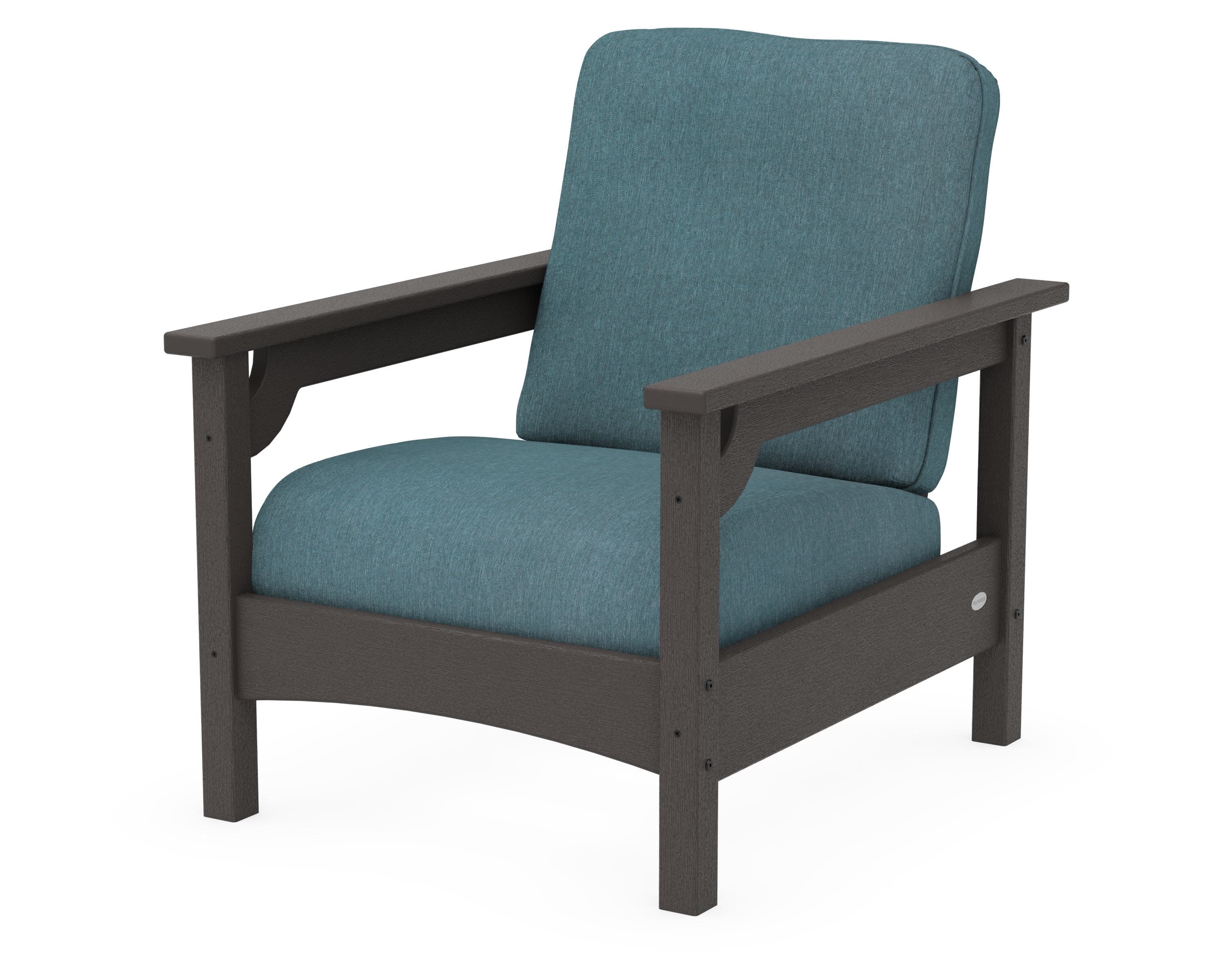 Club Chair in Vintage Coffee / Ocean Teal