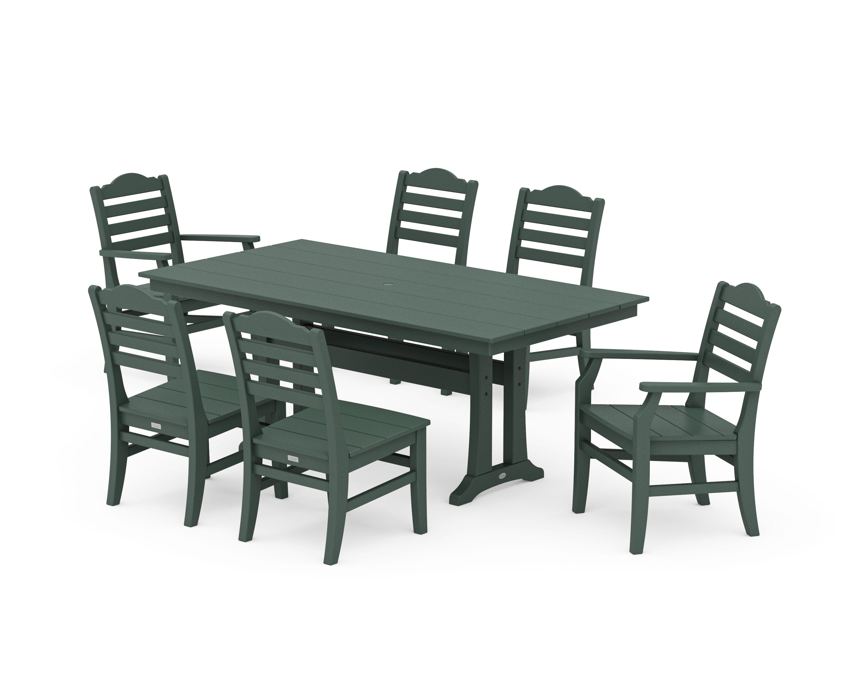 Savannah 7-Piece Farmhouse Dining Set with Trestle Legs in Green
