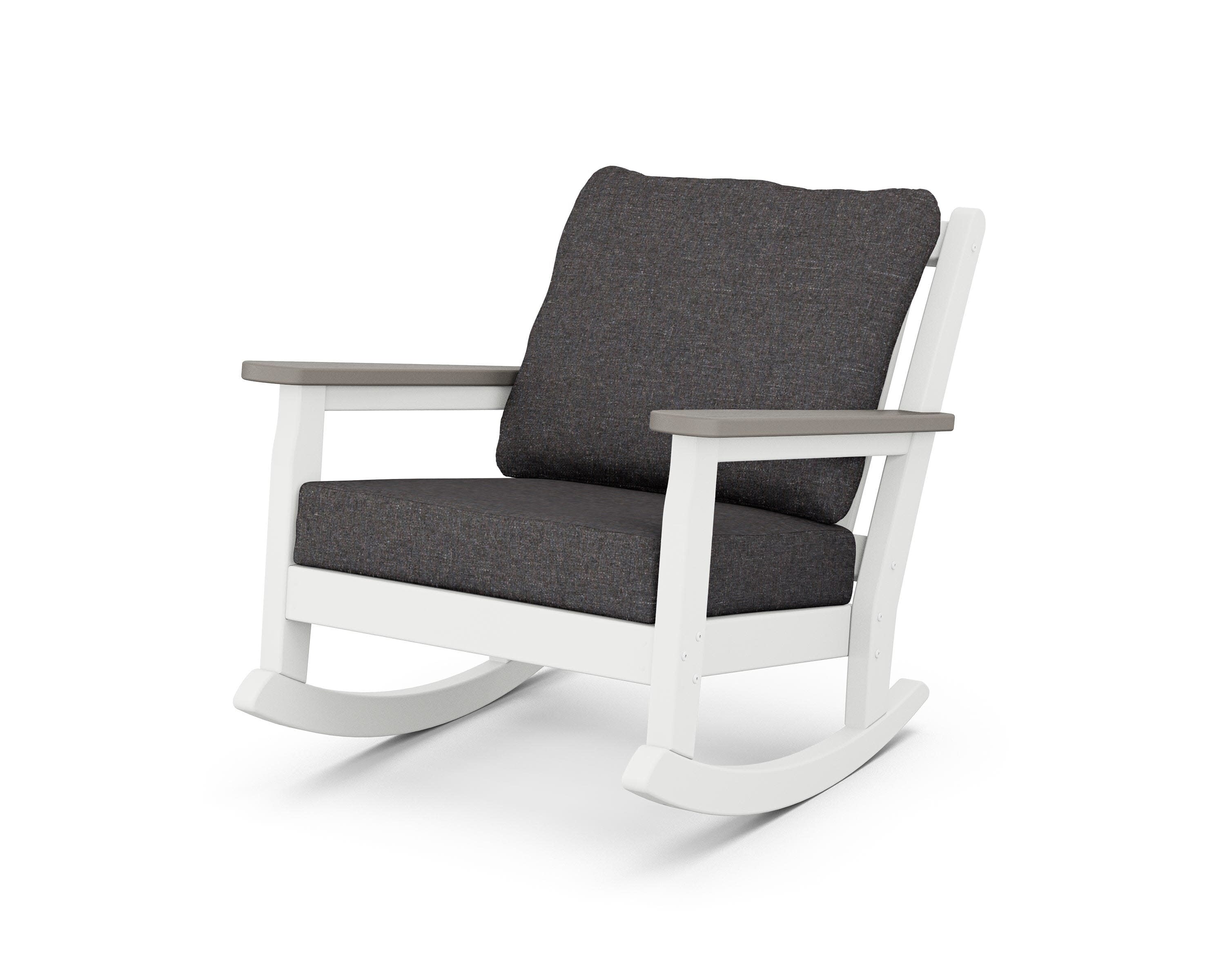 Chippendale Deep Seating Rocking Chair in White / Driftwood / Ash Charcoal