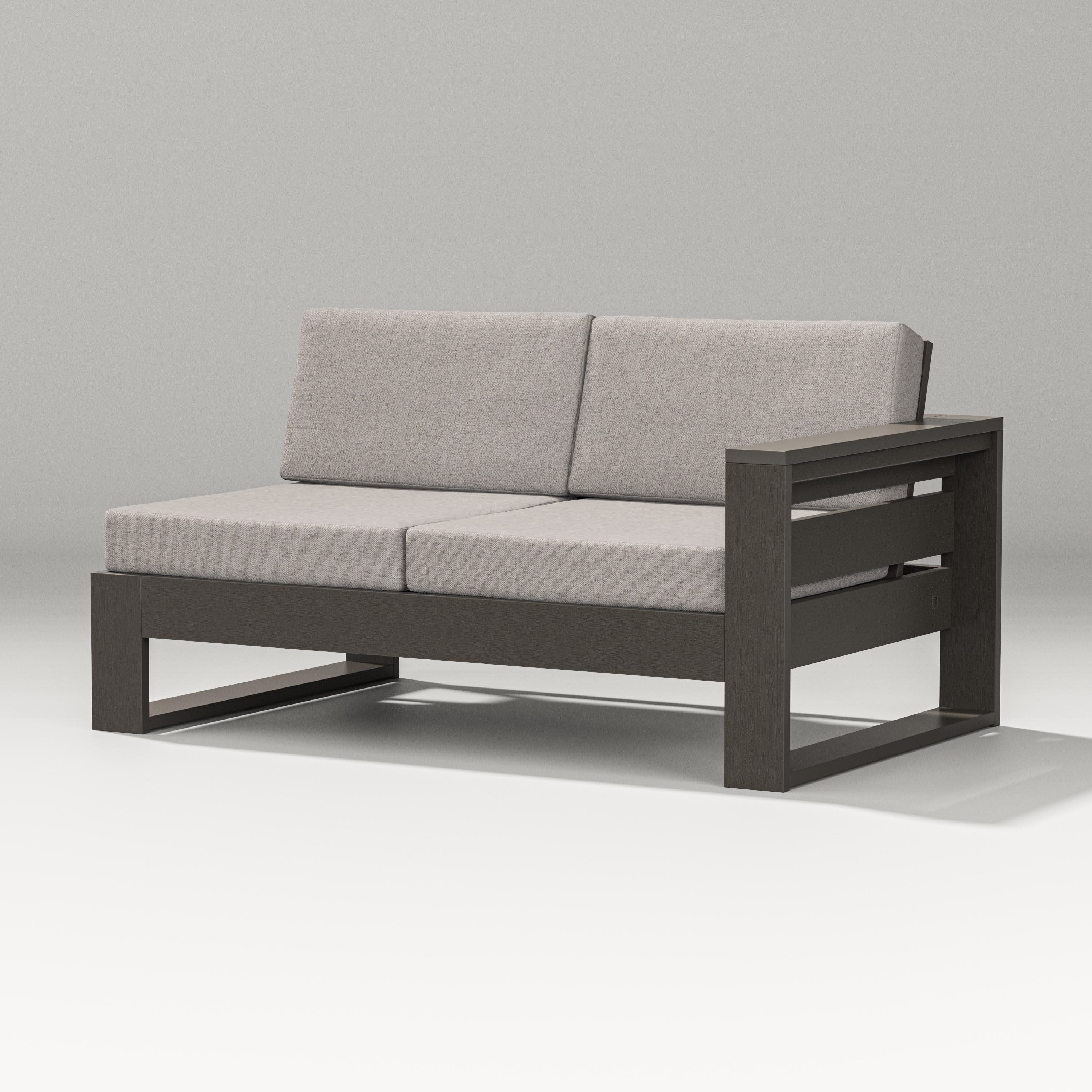 Latitude Modular Right Arm Loveseat in Vintage Coffee / Weathered Tweed